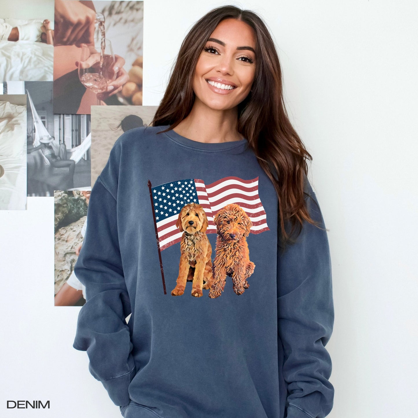 American Golden doodle sweatshirt comfort colors 1566 for patriotic goldendoodle mom