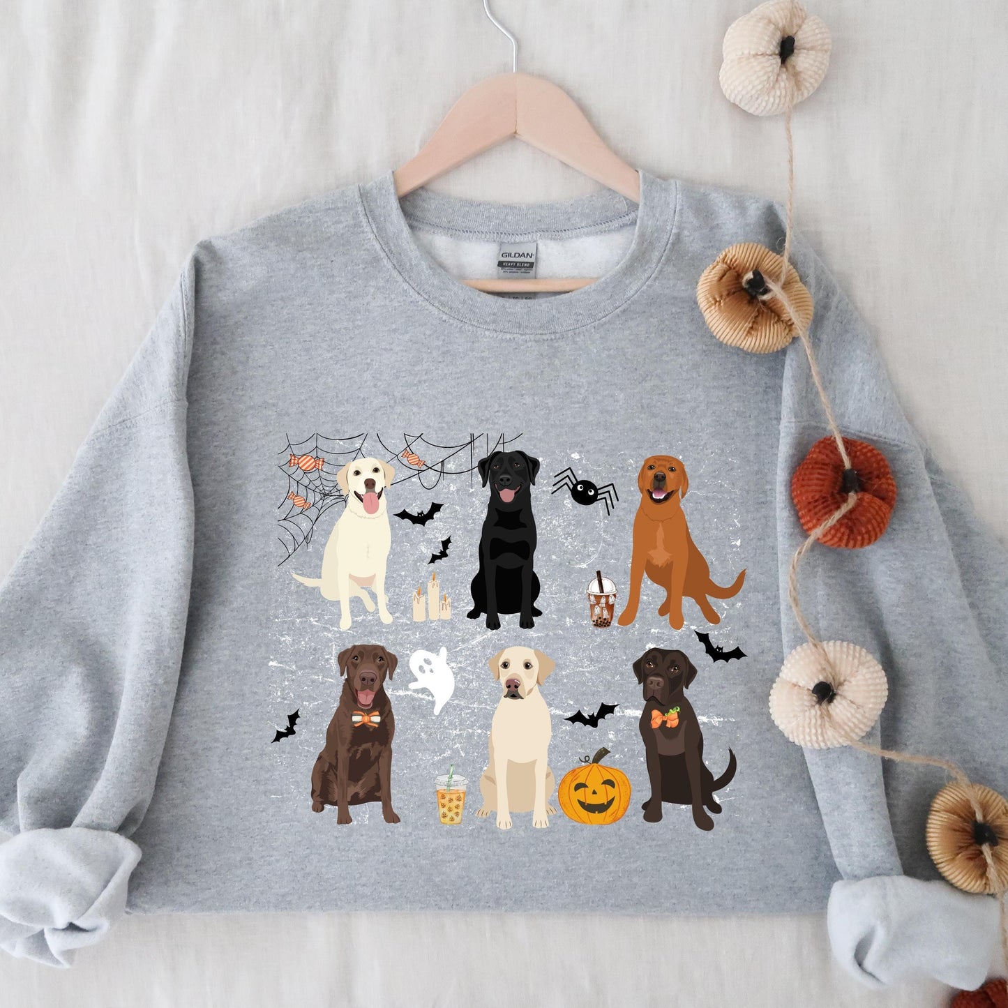 Halloween Labrador sweatshirt, retriever gifts, spooky season, fall crewneck, wife birthday gift, labrador ghost dog shirt