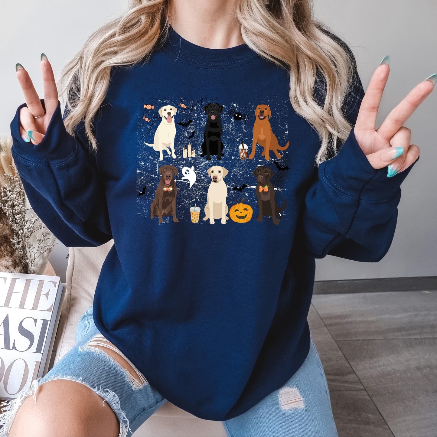 Halloween Labrador sweatshirt, retriever gifts, spooky season, fall crewneck, wife birthday gift, labrador ghost dog shirt