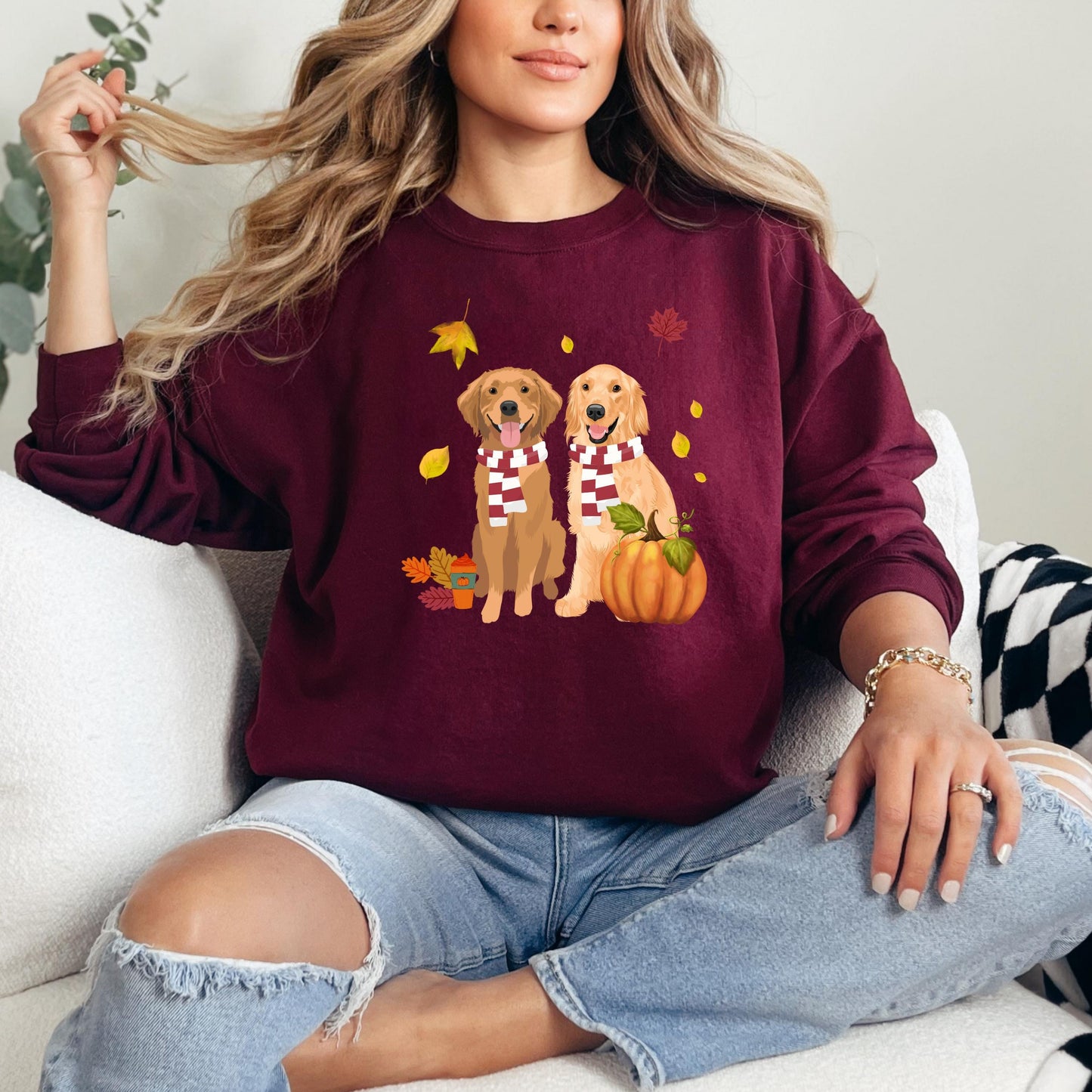 Fall Golden retriever sweatshirt, retriever gifts, dog mom birthday gift, Halloween pumpkin shirt, golden mama shirt, cottagecore trends