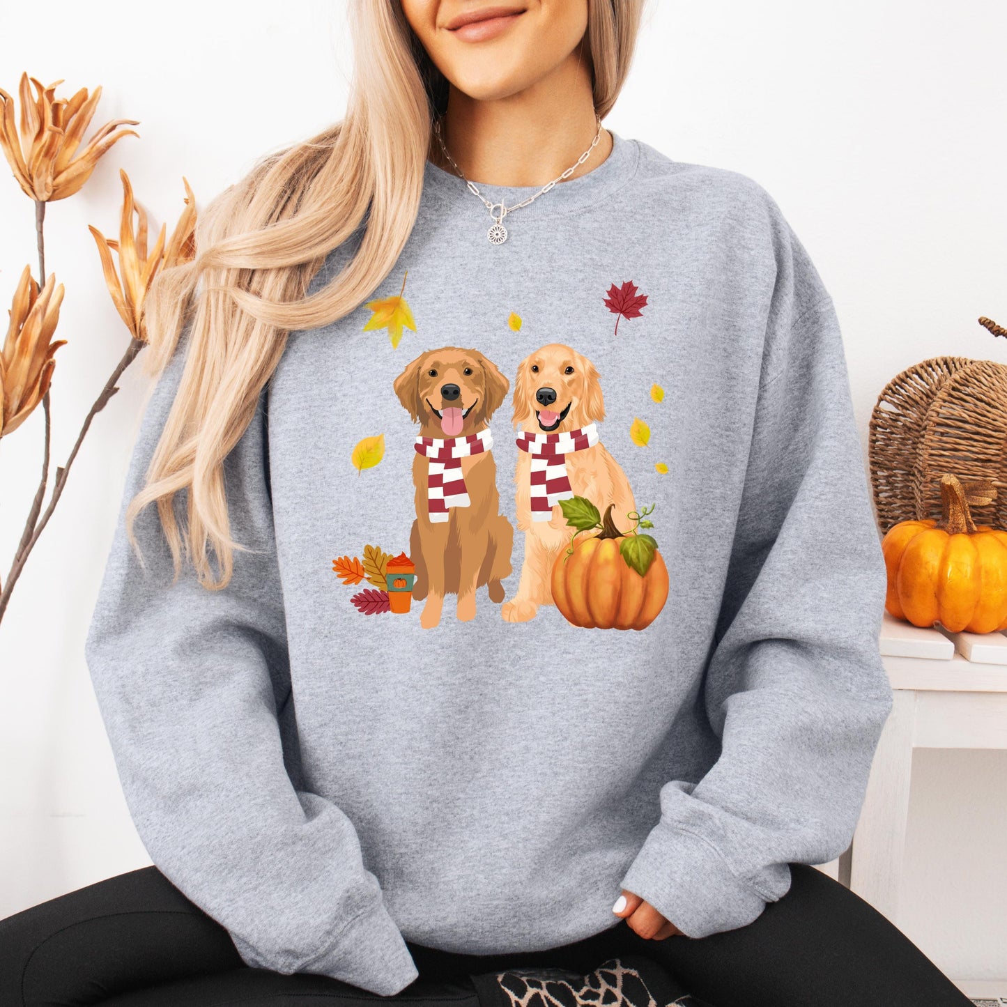 Fall Golden retriever sweatshirt, retriever gifts, dog mom birthday gift, Halloween pumpkin shirt, golden mama shirt, cottagecore trends