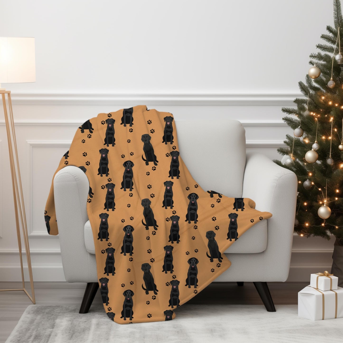 Black Labrador Blanket, living room couch throw, Christmas retriever gifts, lab mama gift, wife birthday gift, labrador Halloween home decor