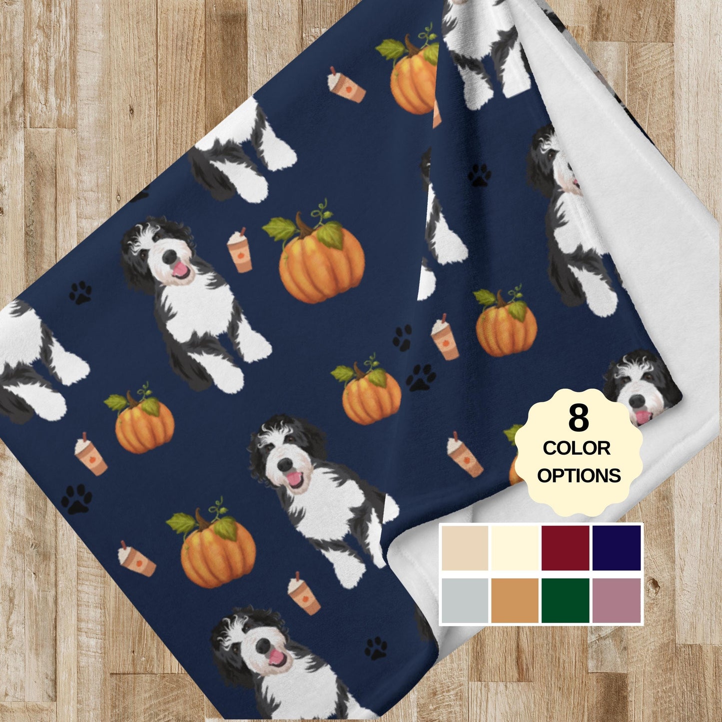 Pumpkin fall Bernedoodle blanket for doodle gifts
