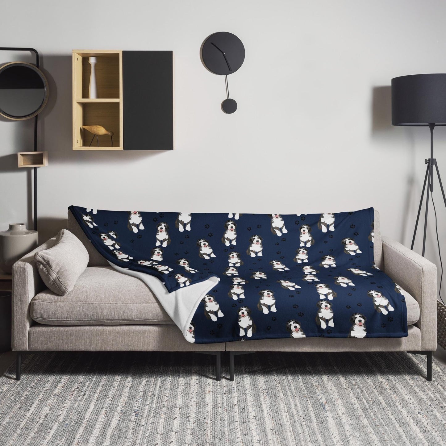 Bernedoodle Blanket with paw print - Unique Gifts For Dog Lovers | Love Dogs Gifts