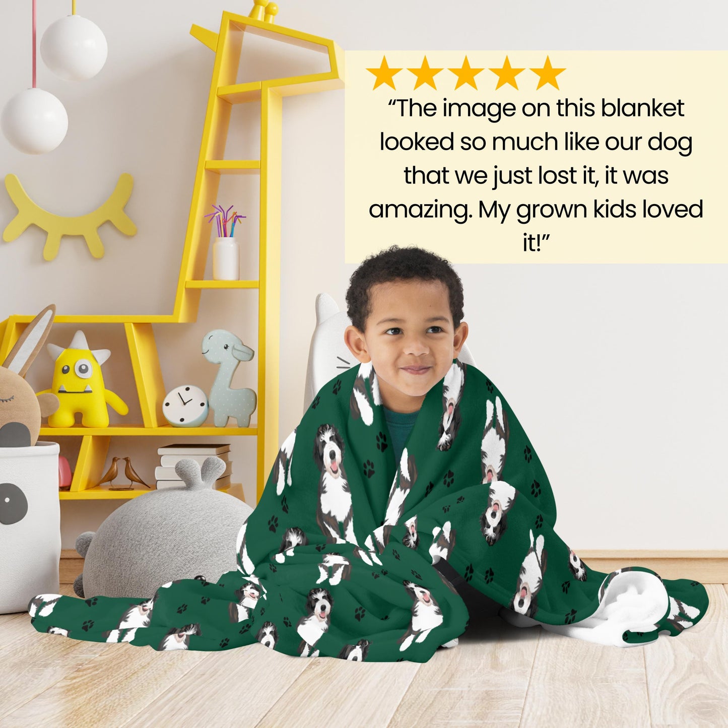 Bernedoodle Blanket with paw print - Unique Gifts For Dog Lovers | Love Dogs Gifts