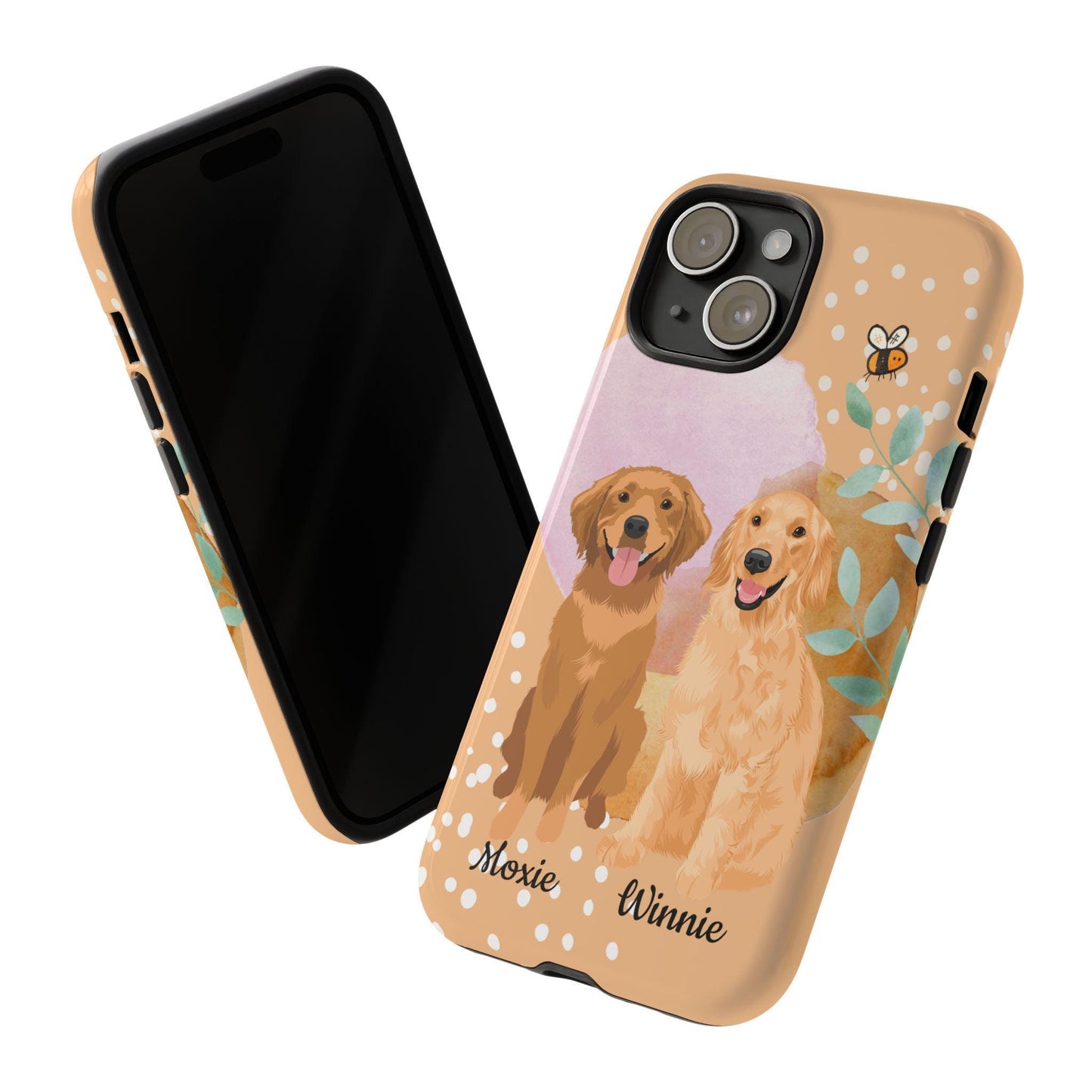 Peachy Golden Retriever Phone Case, iPhone magsafe case, golden mom gift, retriever gift, bee phone cover, golden dog gift, gift for her
