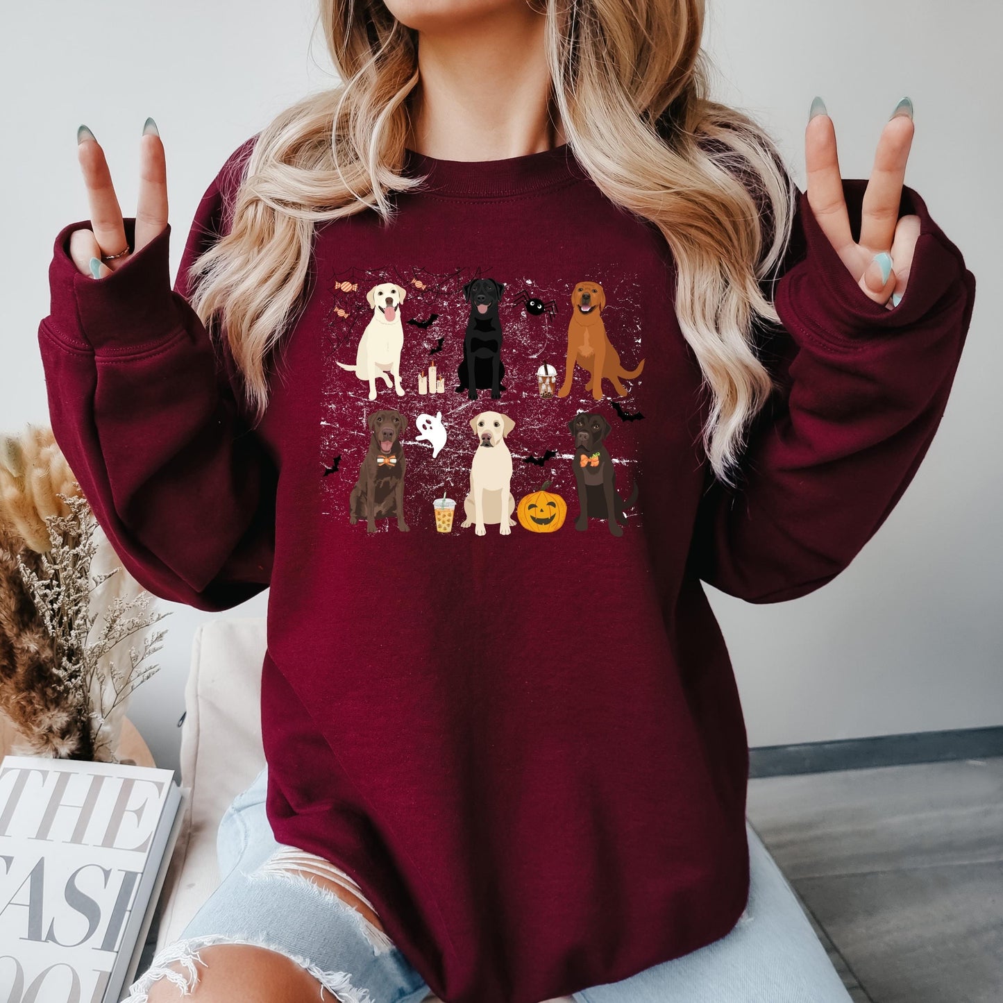 Halloween Labrador sweatshirt, retriever gifts, spooky season, fall crewneck, wife birthday gift, labrador ghost dog shirt