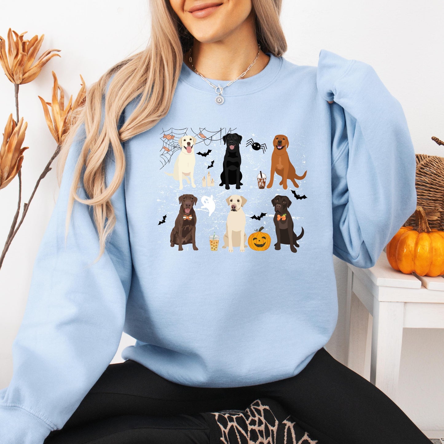 Halloween Labrador sweatshirt, retriever gifts, spooky season, fall crewneck, wife birthday gift, labrador ghost dog shirt