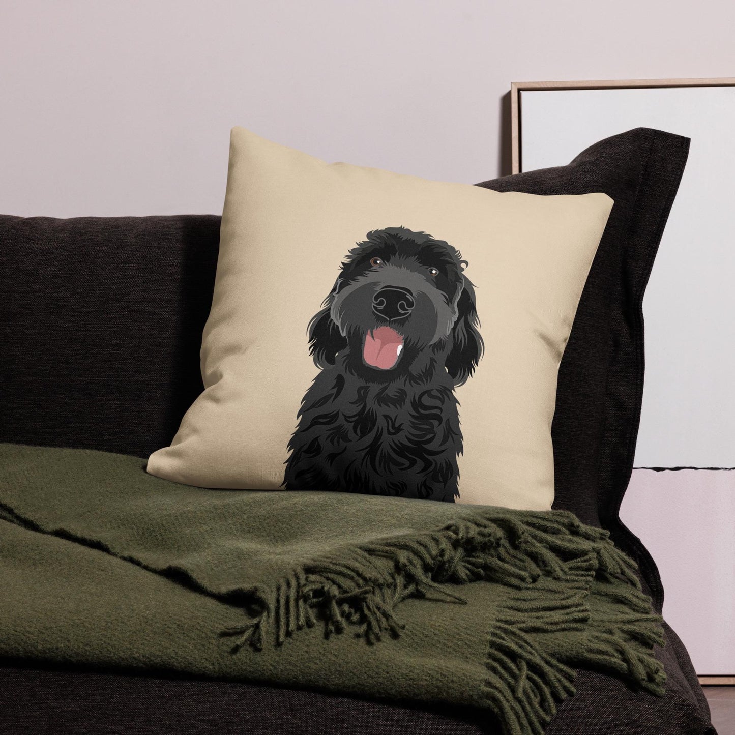 Premium Goldendoodle Pillow, doodle gifts, black labradoodle home decor, doodle mom gift, fall living room couch pillow, Christmas gift