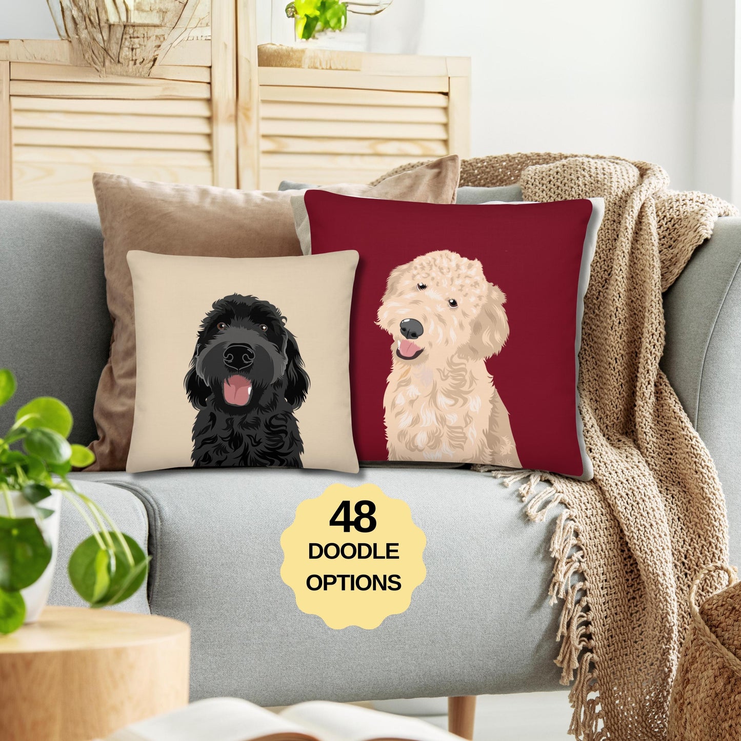 Premium Goldendoodle Pillow, doodle gifts, black labradoodle home decor, doodle mom gift, fall living room couch pillow, Christmas gift