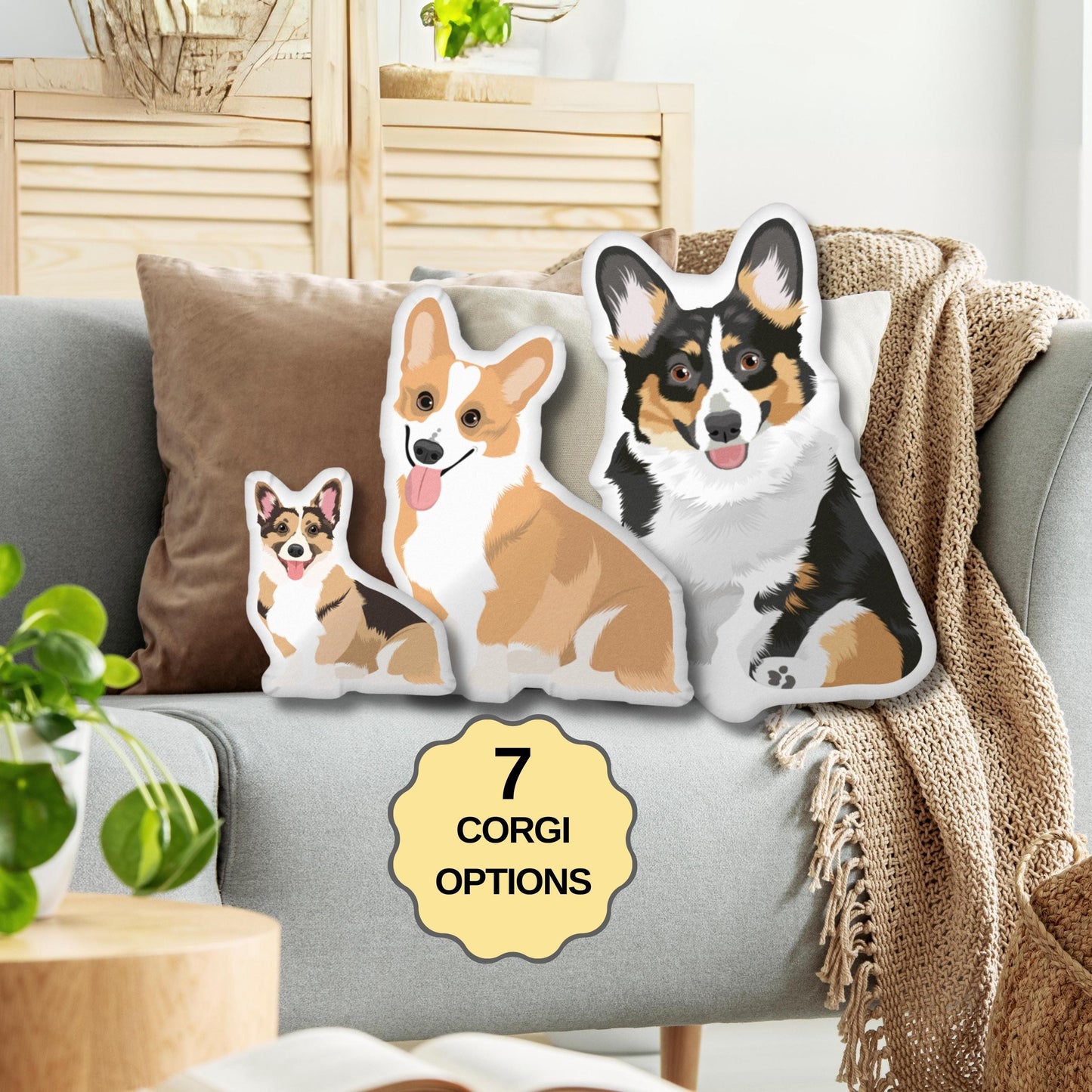 Custom shape Corgi pillow made in the USA cute corgi mom gift