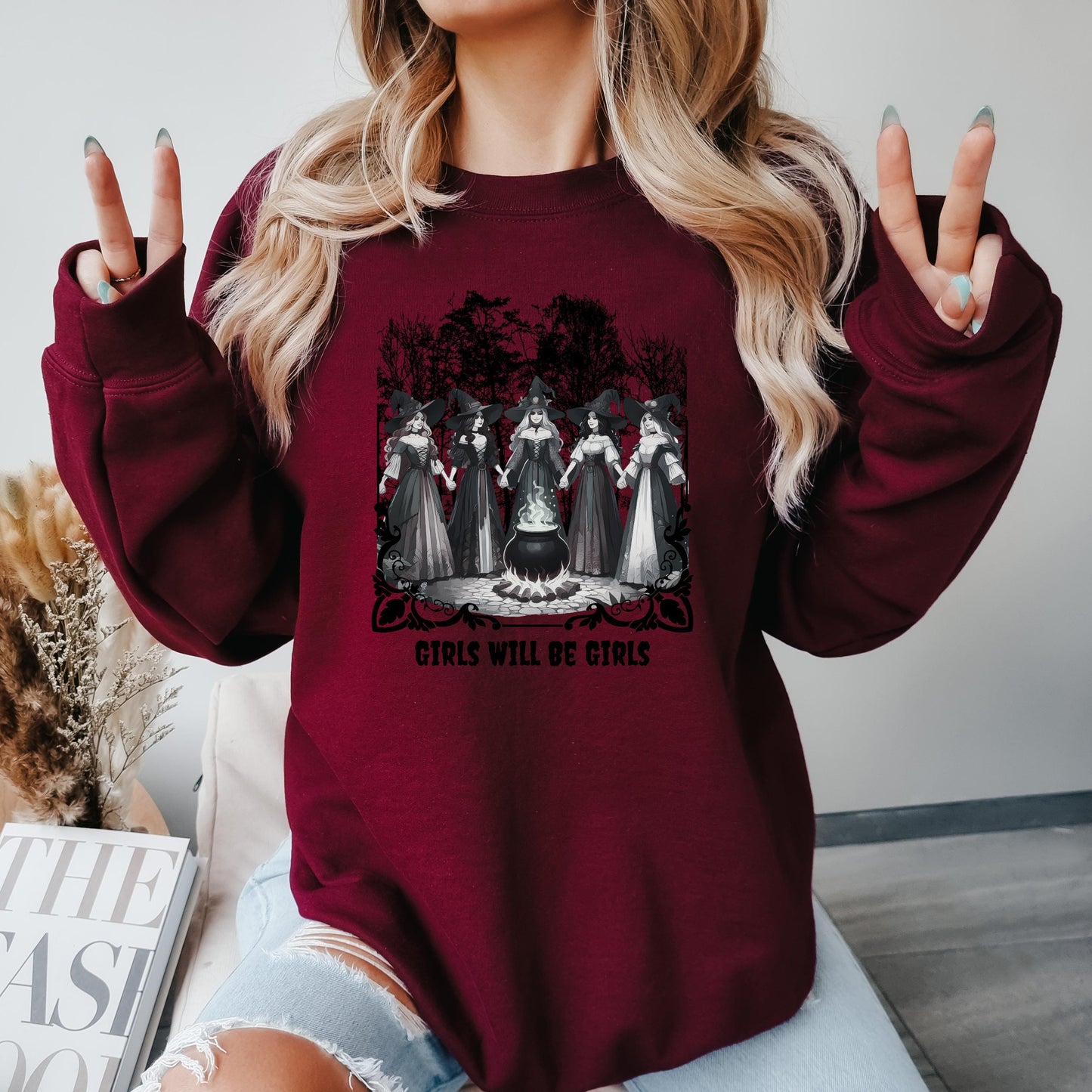 Halloween Girls Will Be Girls Witchy Feminist Sweatshirt, Women Mystic Shirt, bff crewneck, Feminist Witch Shirt, Halloween Gift For Friend
