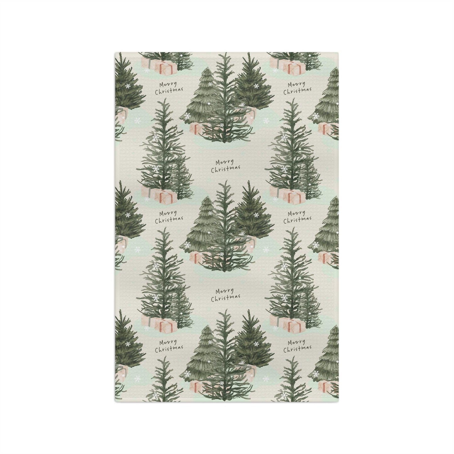 Merry Christmas Tea Towel, waffle kitchen towel, xmas home decor flour sack, grandma gifts, wife birthday gift, christmas tree hand towel