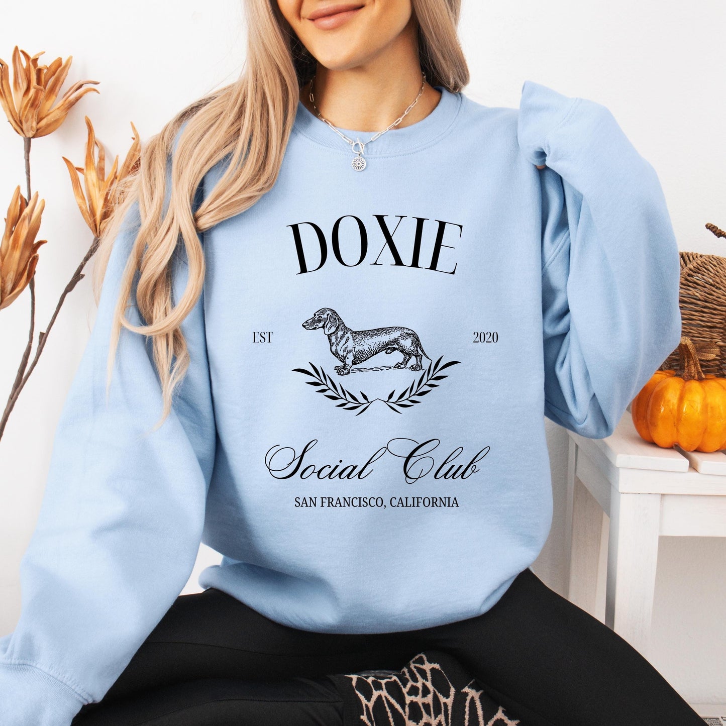 Miniature Dachshund Social Club Sweatshirt, wiener dog shirt, sausage dog sweter, long haired dachshund, dachshund gift, doxie clothing