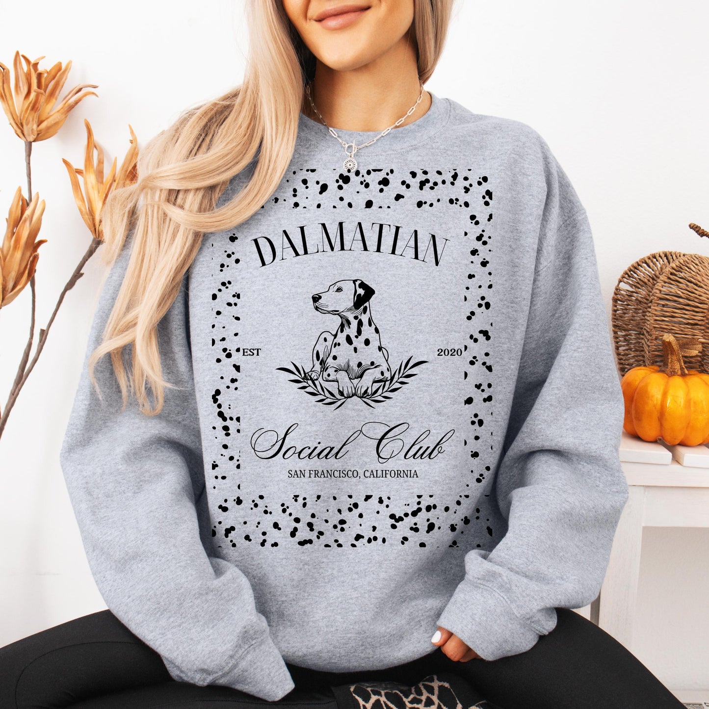 Dalmatian Dog Social Club Sweatshirt, Dalmatian Christmas gift, dog Halloween sweatshirt, trending dots shirt, fall dog mom sweater