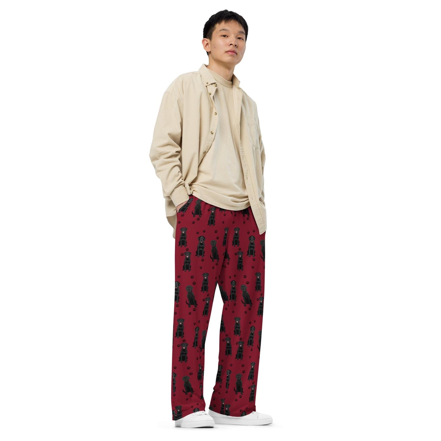 Black Labrador pajama pants, unisex pajama pants, labrador gifts, labrador mom gift, labrador dad gift, lab Christmas gifts, wide leg pants