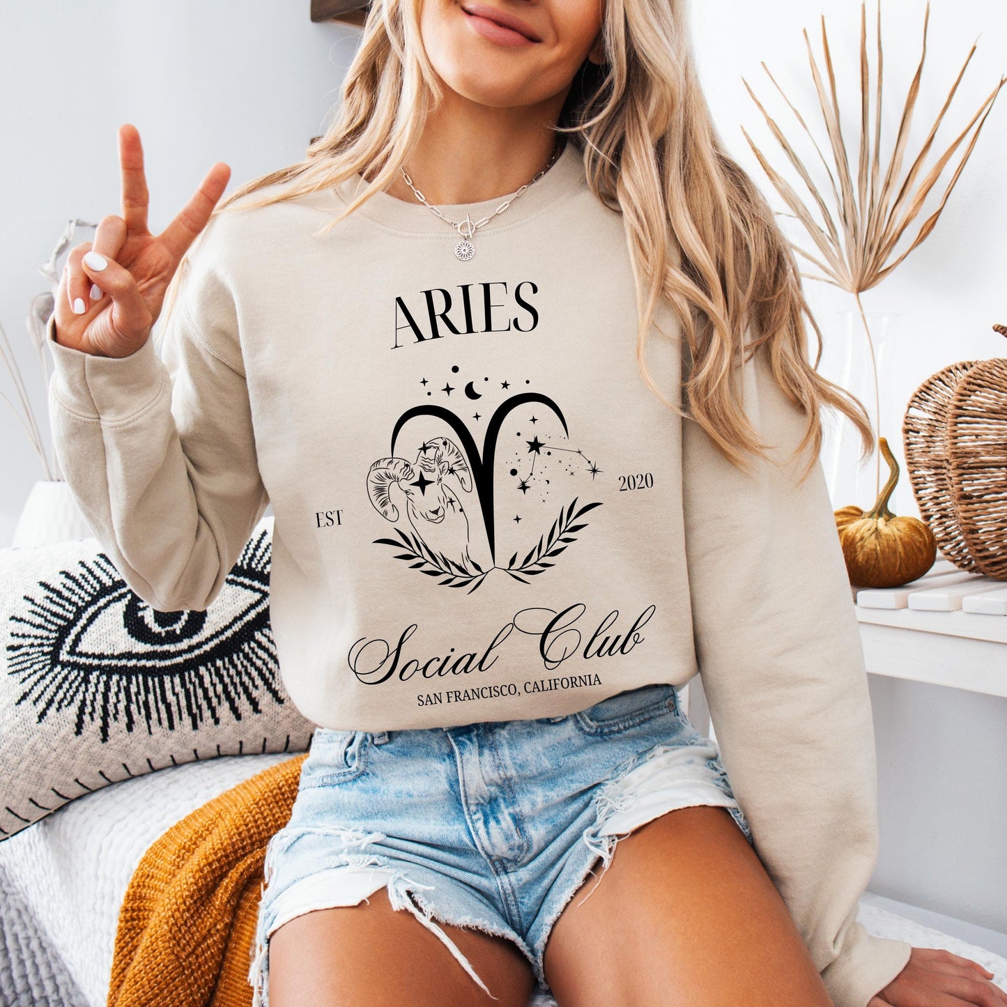 Aries Sign Social Club Sweatshirt, astrological sign shirt, aries star sign sweater, wife birthday gift, sister Christmas gift, aries zodiac