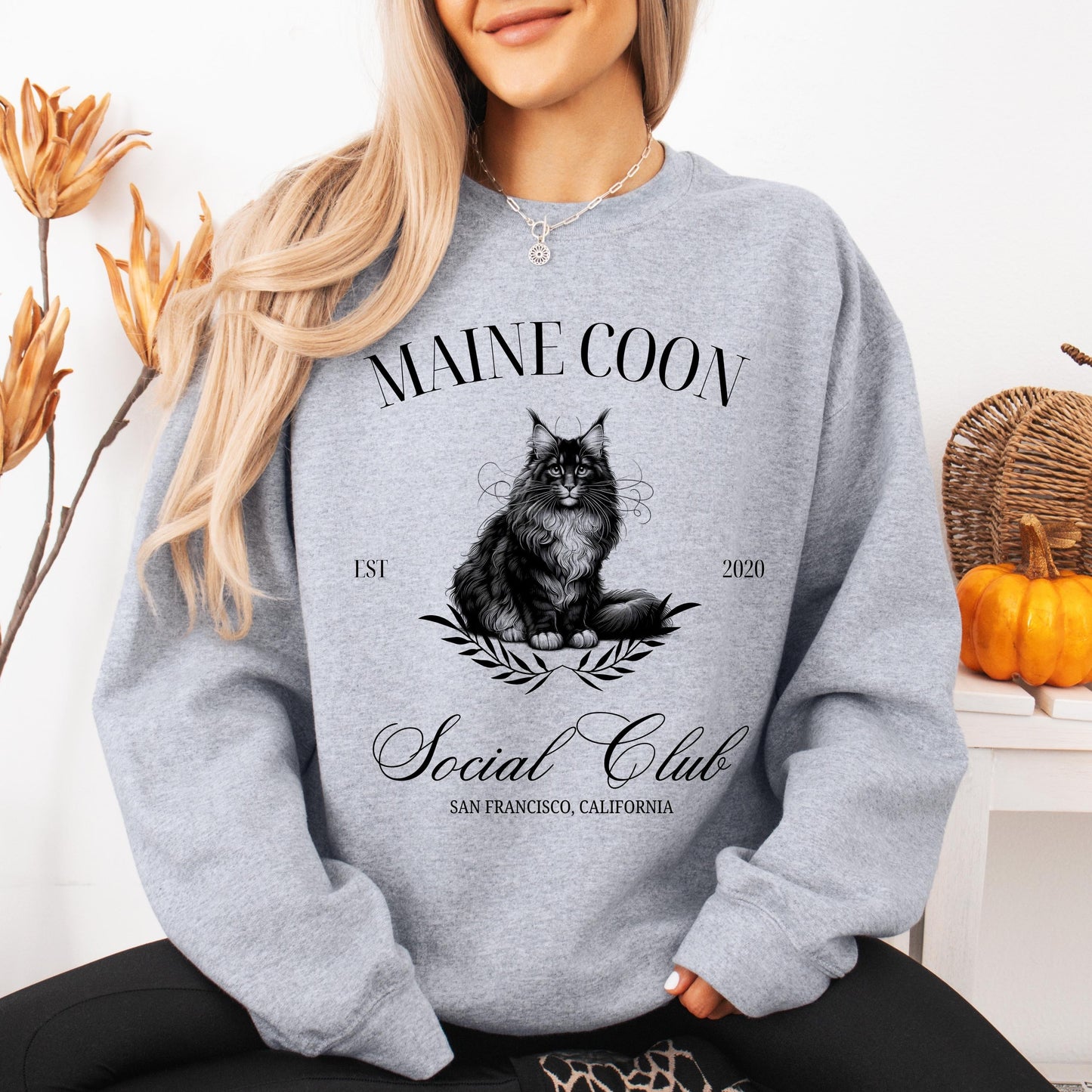 Maine Coon Cat Social Club Sweatshirt, maine coon gifts, cat mom shirt, Cat owner Christmas sweater, maincoon kitten shirt, wife birthday