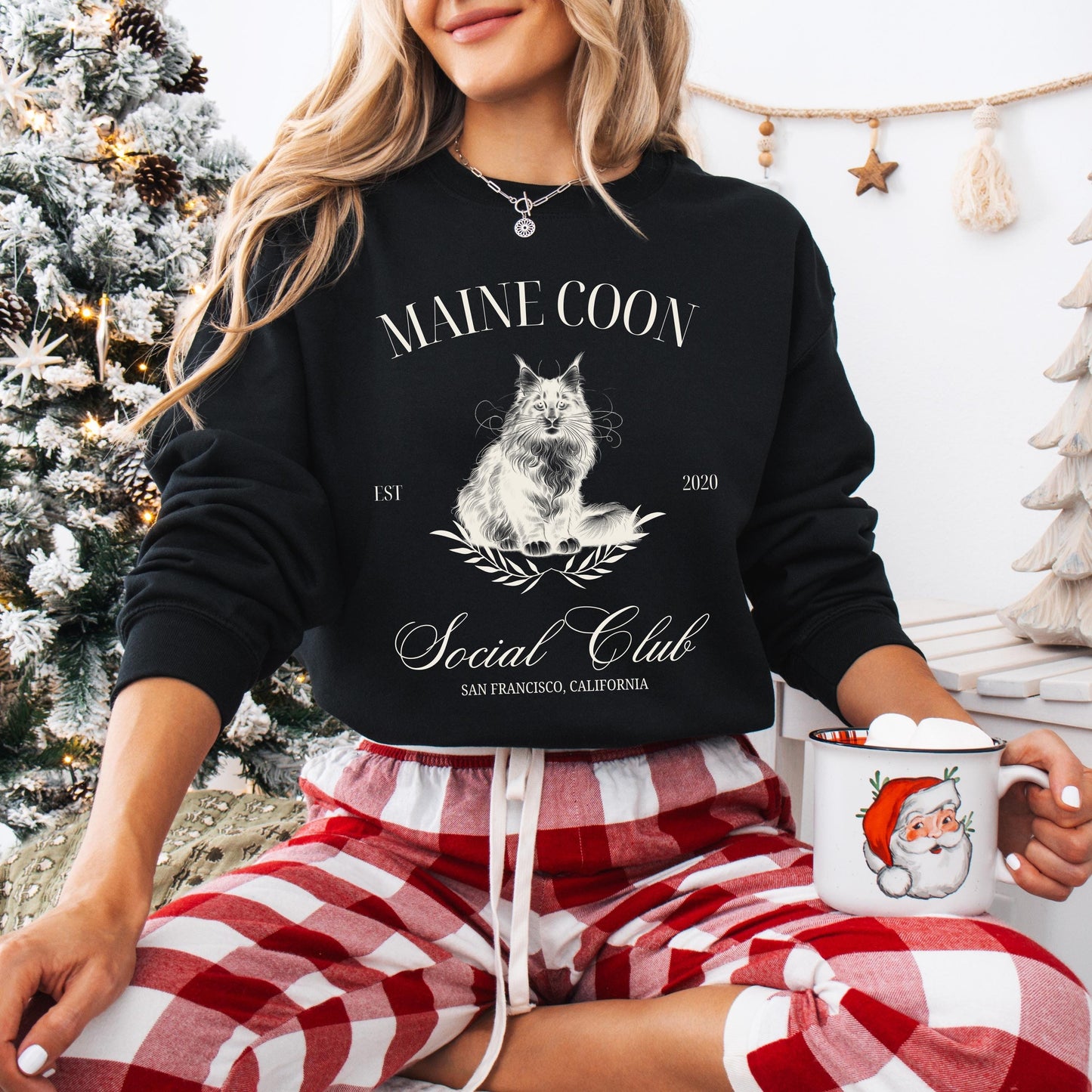 Maine Coon Cat Social Club Sweatshirt, maine coon gifts, cat mom shirt, Cat owner Christmas sweater, maincoon kitten shirt, wife birthday