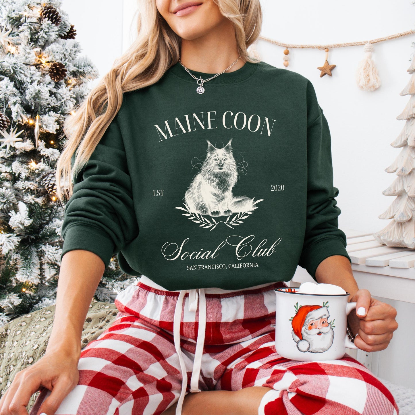 Maine Coon Cat Social Club Sweatshirt, maine coon gifts, cat mom shirt, Cat owner Christmas sweater, maincoon kitten shirt, wife birthday