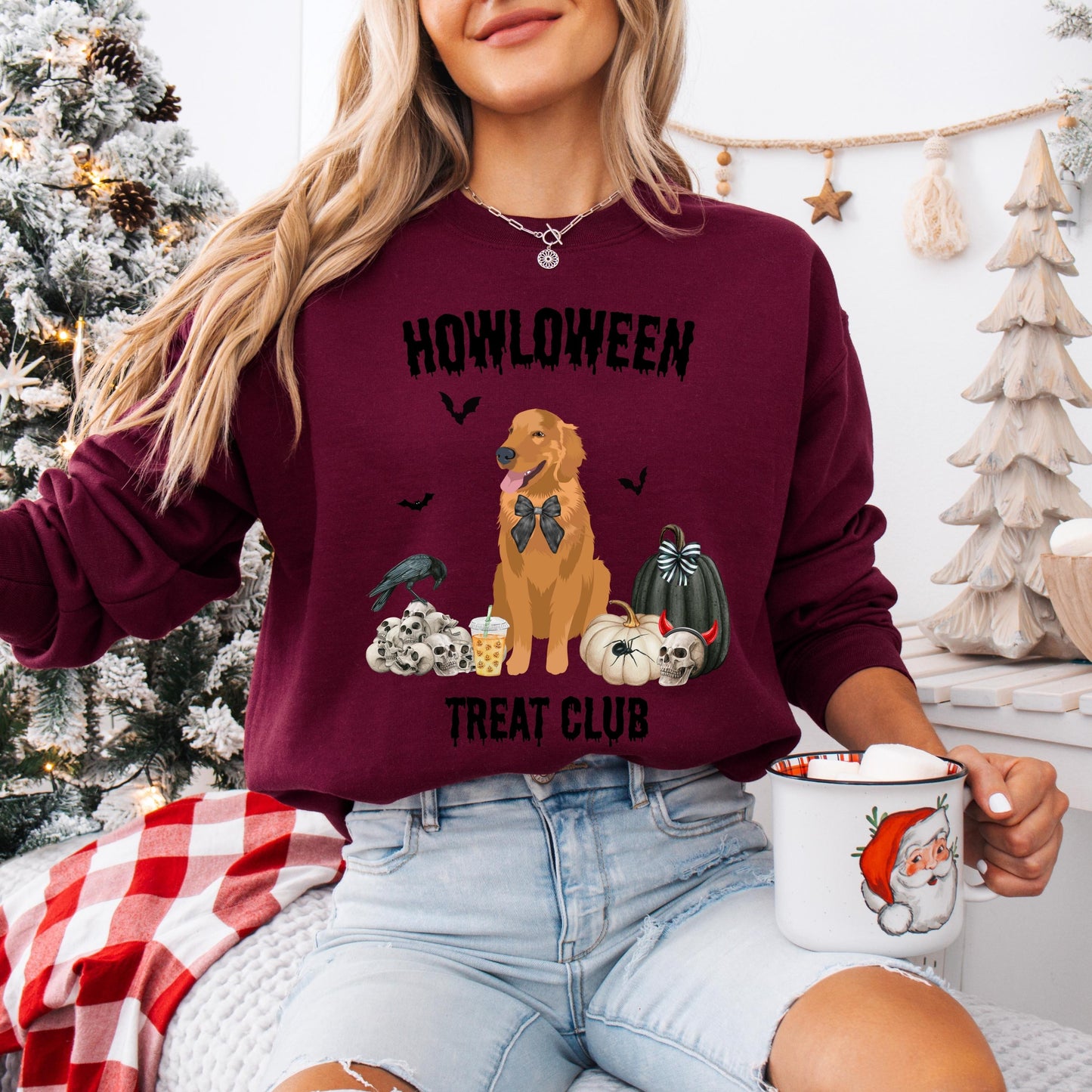 Spooky Halloween Golden Retriever Treat Club Shirt, retriever gift, spooky season, fall crewneck, wife birthday gift, golden ghost dog shirt