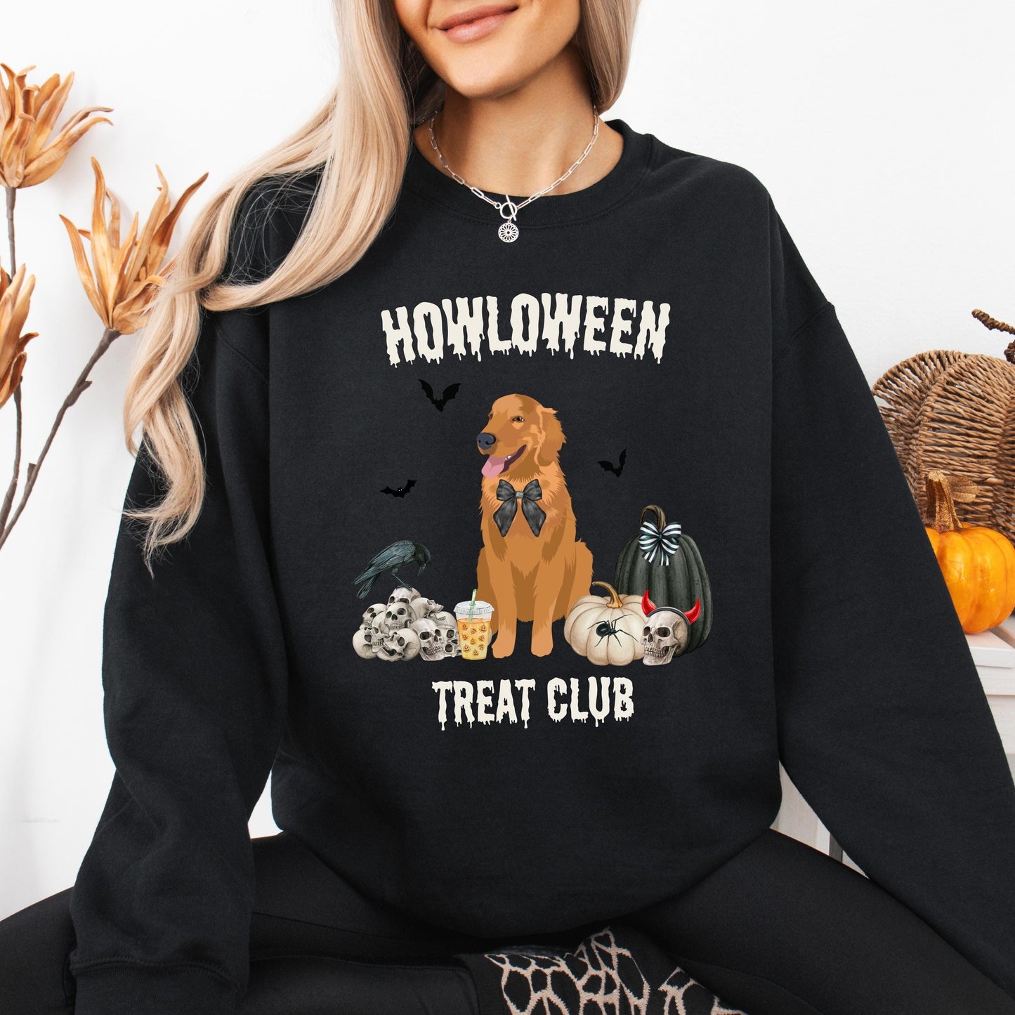 Spooky Halloween Golden Retriever Treat Club Shirt, retriever gift, spooky season, fall crewneck, wife birthday gift, golden ghost dog shirt