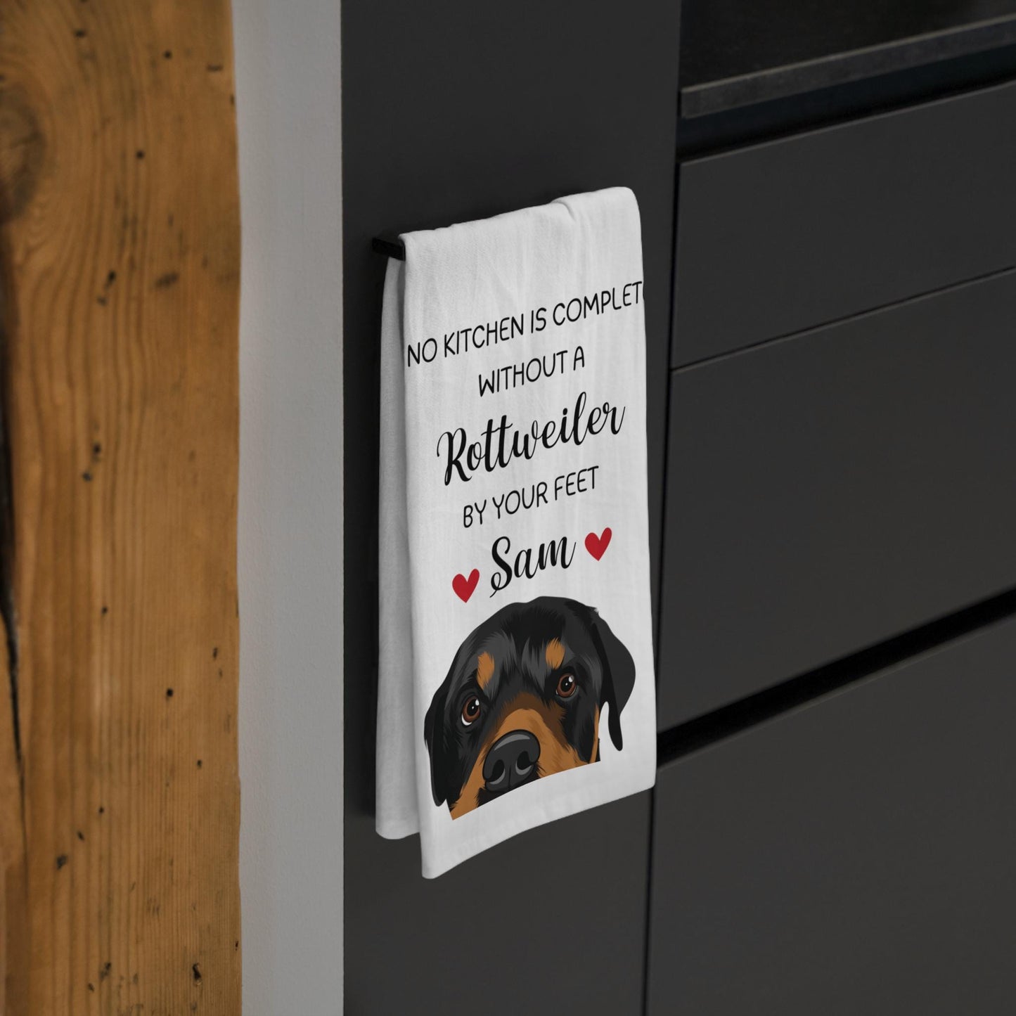 Rottweiler Kitchen Towel, Rottweiler gift, dog flour sack tea towel, rottie home decor, rottweiler mom, Christmas rottweiler dog towel