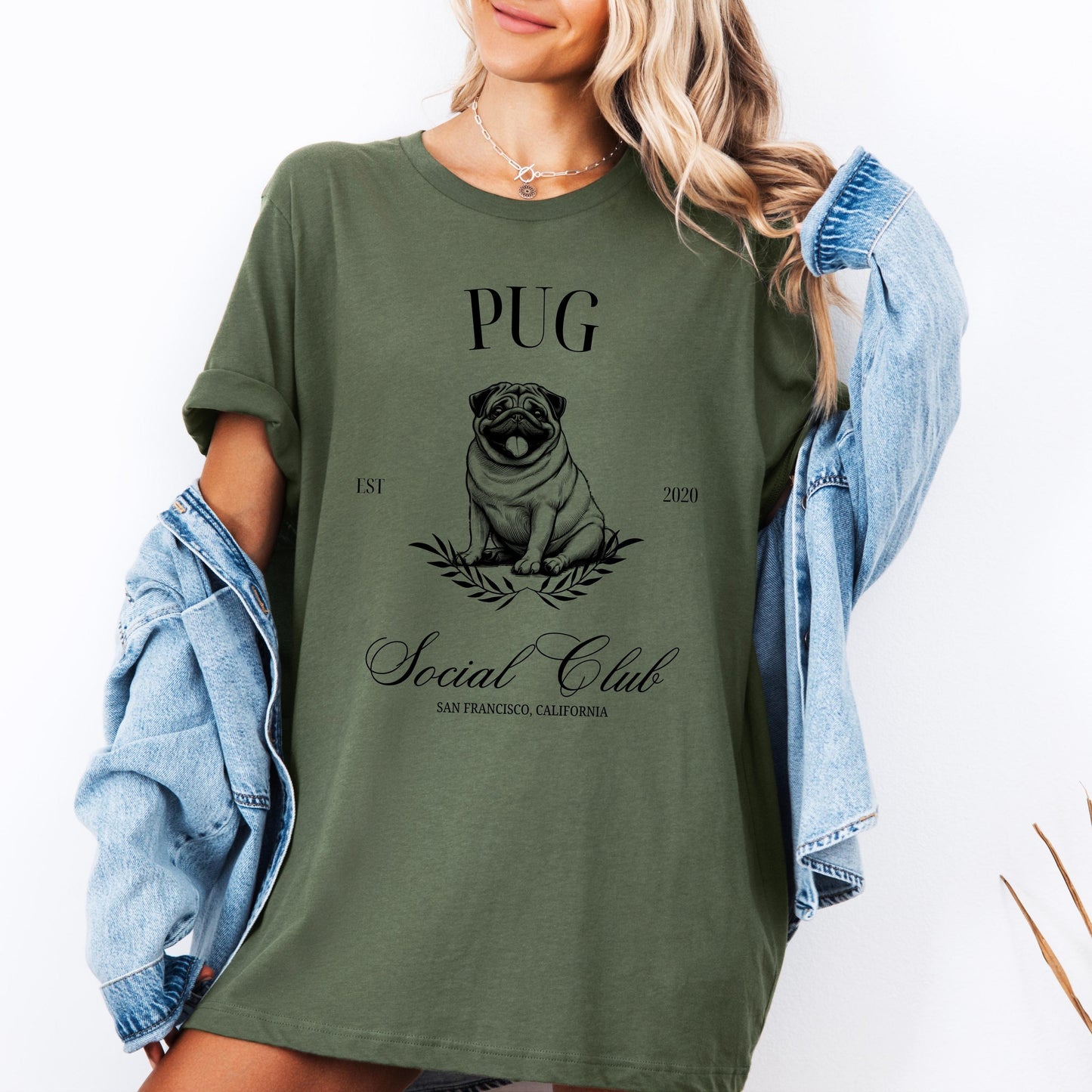 Custom Pug Social Club Shirt, pug shirt, pug dog, pug gifts, pug mom Christmas gift, cottage Pug owner tee, Pug lover gift, fall pug t-shirt
