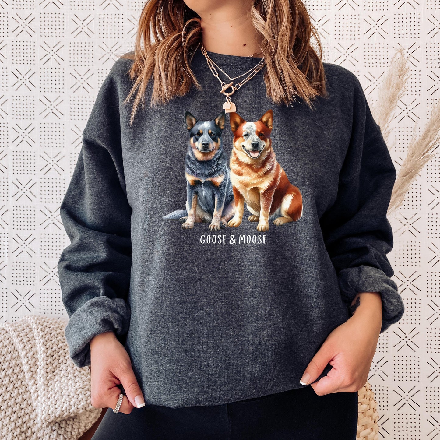 Personalized Australian Cattle Dog Shirt, blue Heeler sweatshirt, red Heeler mom Christmas gift, Australian dog Halloween crewneck