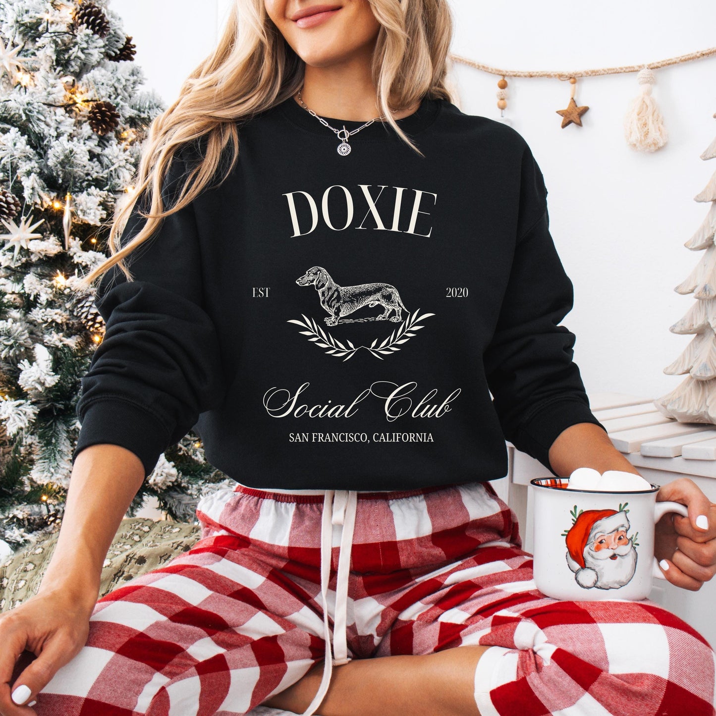 Miniature Dachshund Social Club Sweatshirt, wiener dog shirt, sausage dog sweter, long haired dachshund, dachshund gift, doxie clothing