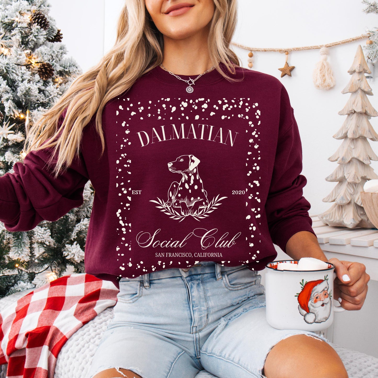 Dalmatian Dog Social Club Sweatshirt, Dalmatian Christmas gift, dog Halloween sweatshirt, trending dots shirt, fall dog mom sweater