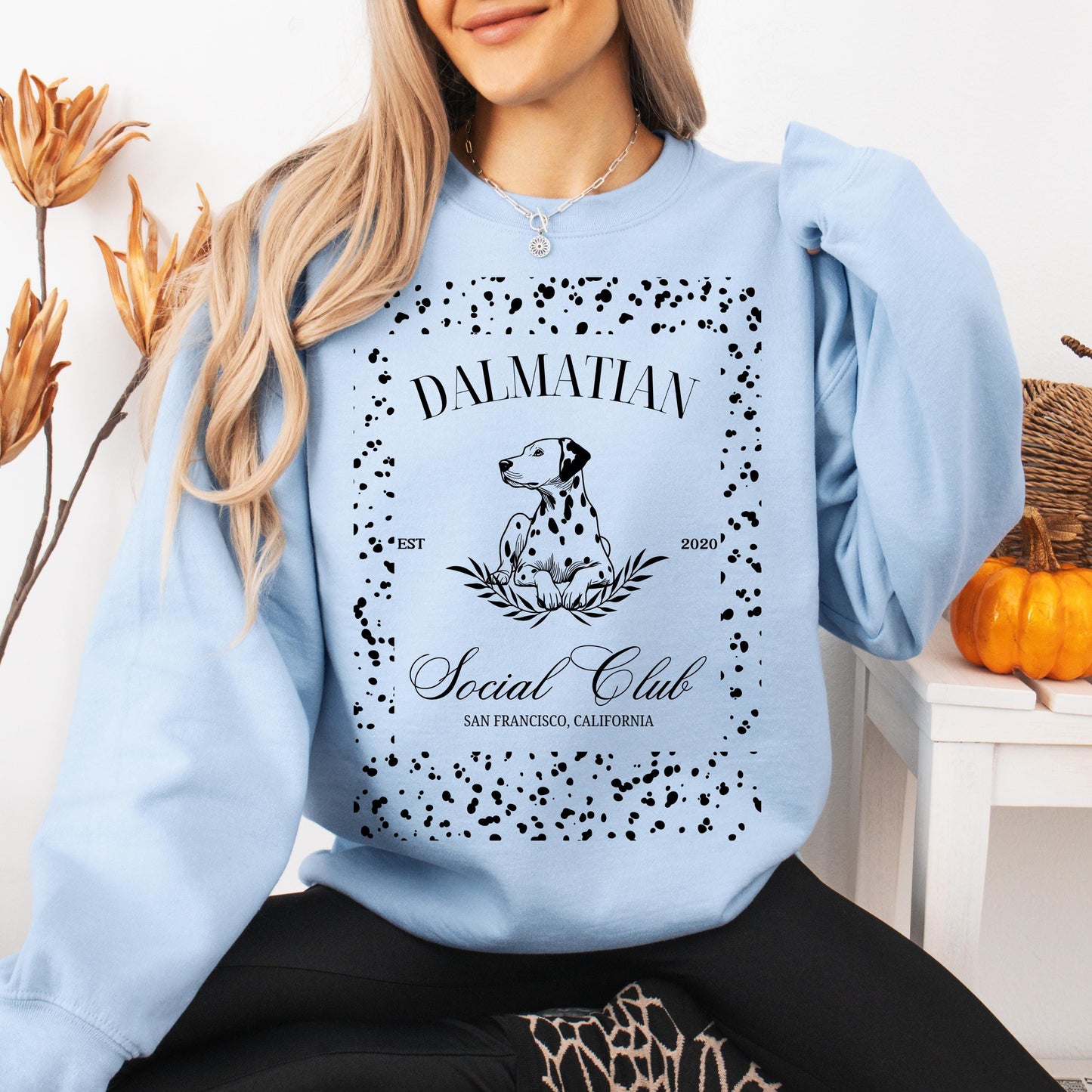 Dalmatian Dog Social Club Sweatshirt, Dalmatian Christmas gift, dog Halloween sweatshirt, trending dots shirt, fall dog mom sweater