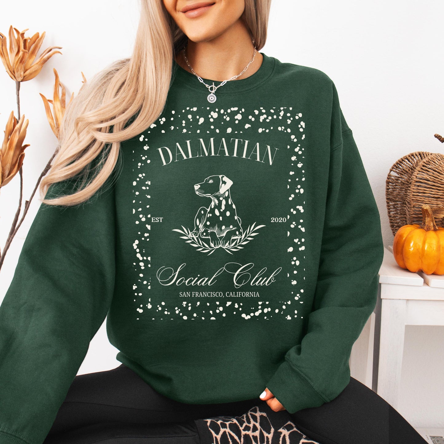 Dalmatian Dog Social Club Sweatshirt, Dalmatian Christmas gift, dog Halloween sweatshirt, trending dots shirt, fall dog mom sweater