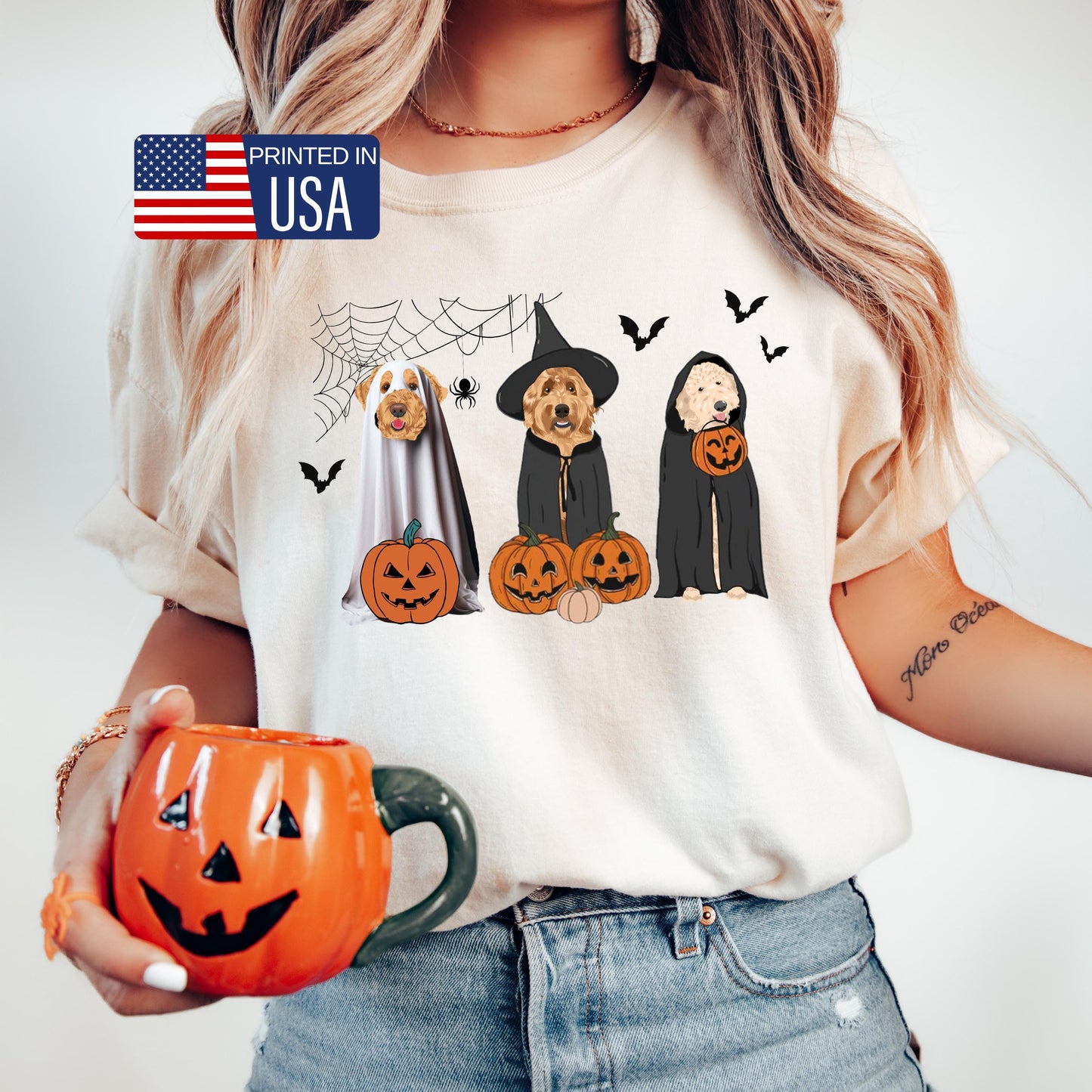 Halloween Golden doodle ghost dog shirt