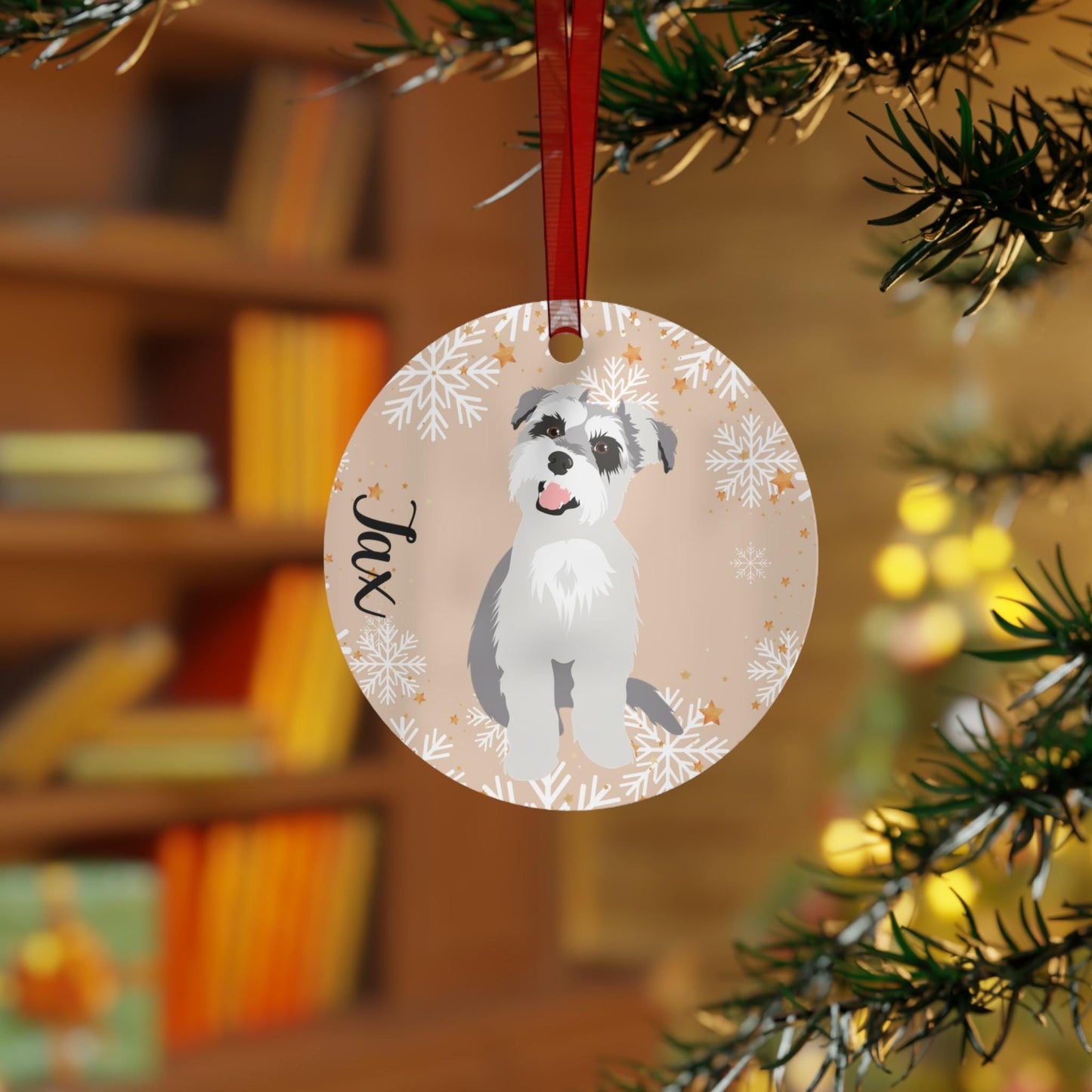 Christmas Mini Schnauzer Ornament, schnauzer gifts, metal ornament, schnauzer holiday decor, dog first Christmas bauble, mom new years gift