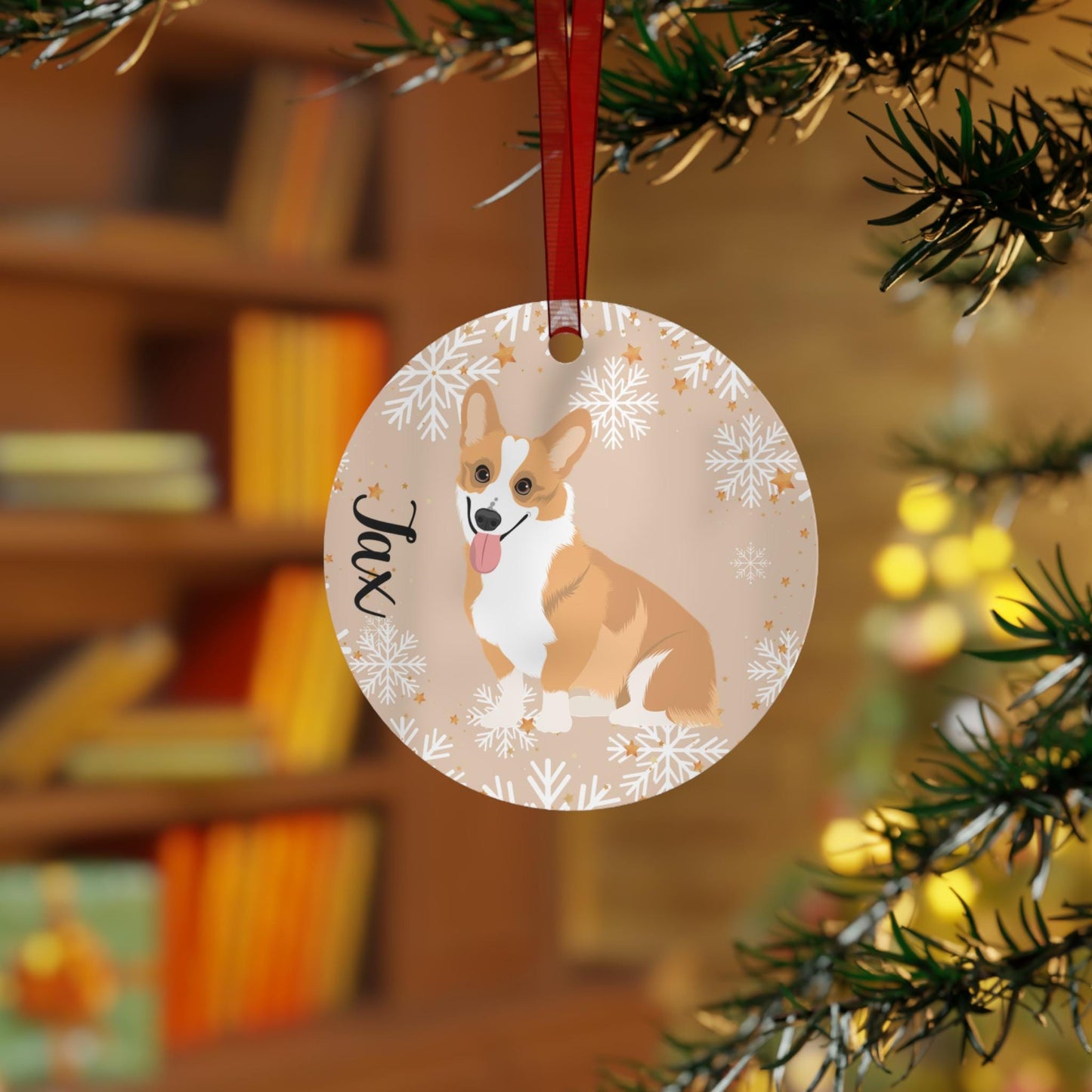Christmas Corgi Ornament, welsh pembroke corgi gift, metal ornament, corgi dog holiday decor, dog first Christmas bauble, mom new year gift