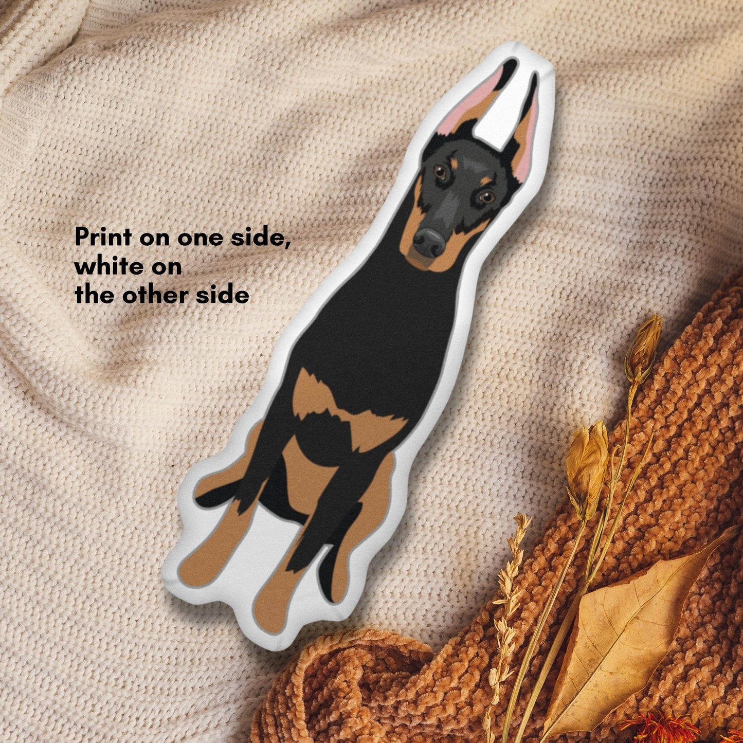 Custom Shape Doberman pillow Made In The USA, doberman gifts, new years wife birthday gift, Christmas doberman puppy, dobbie mom gift
