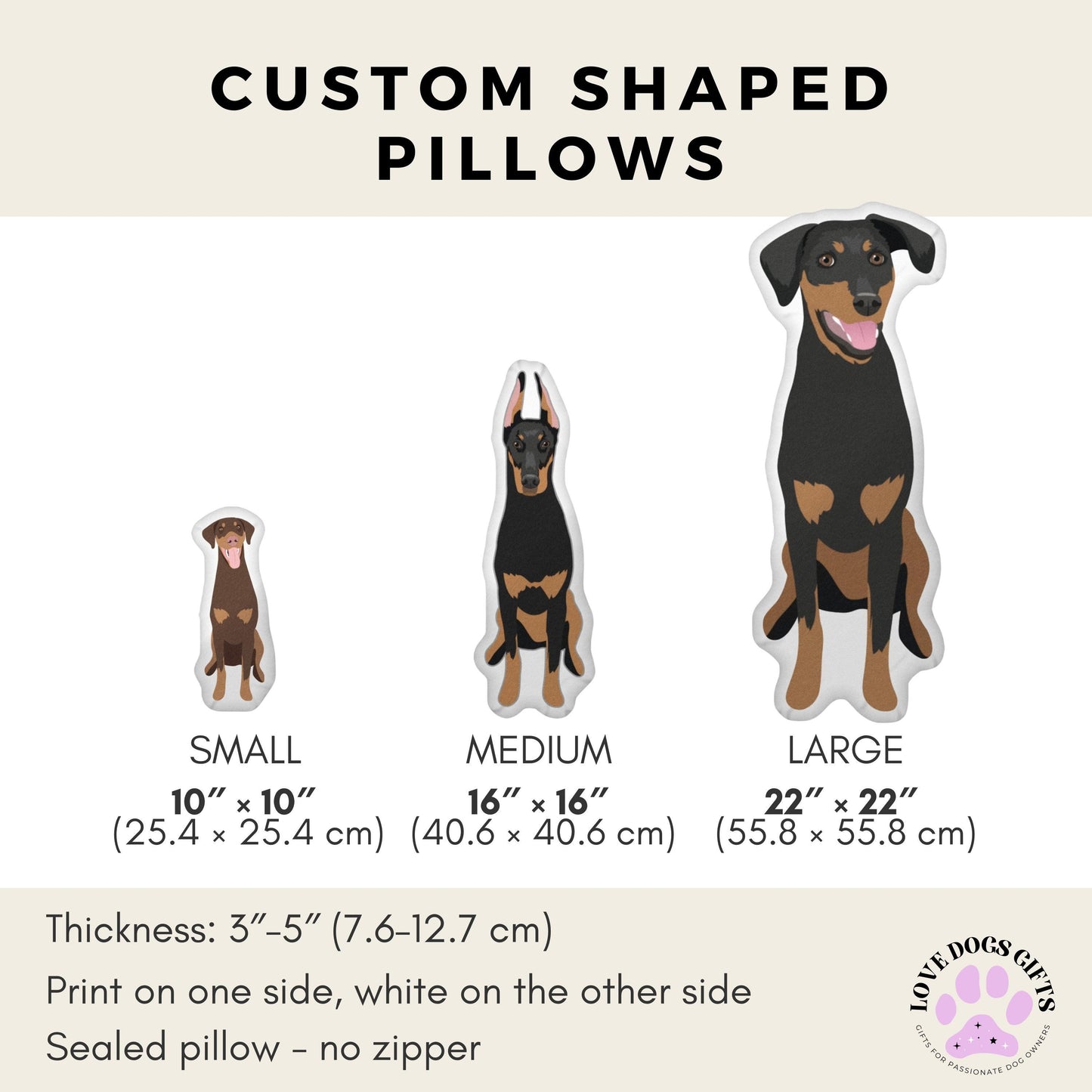 Custom Shape Doberman pillow Made In The USA, doberman gifts, new years wife birthday gift, Christmas doberman puppy, dobbie mom gift