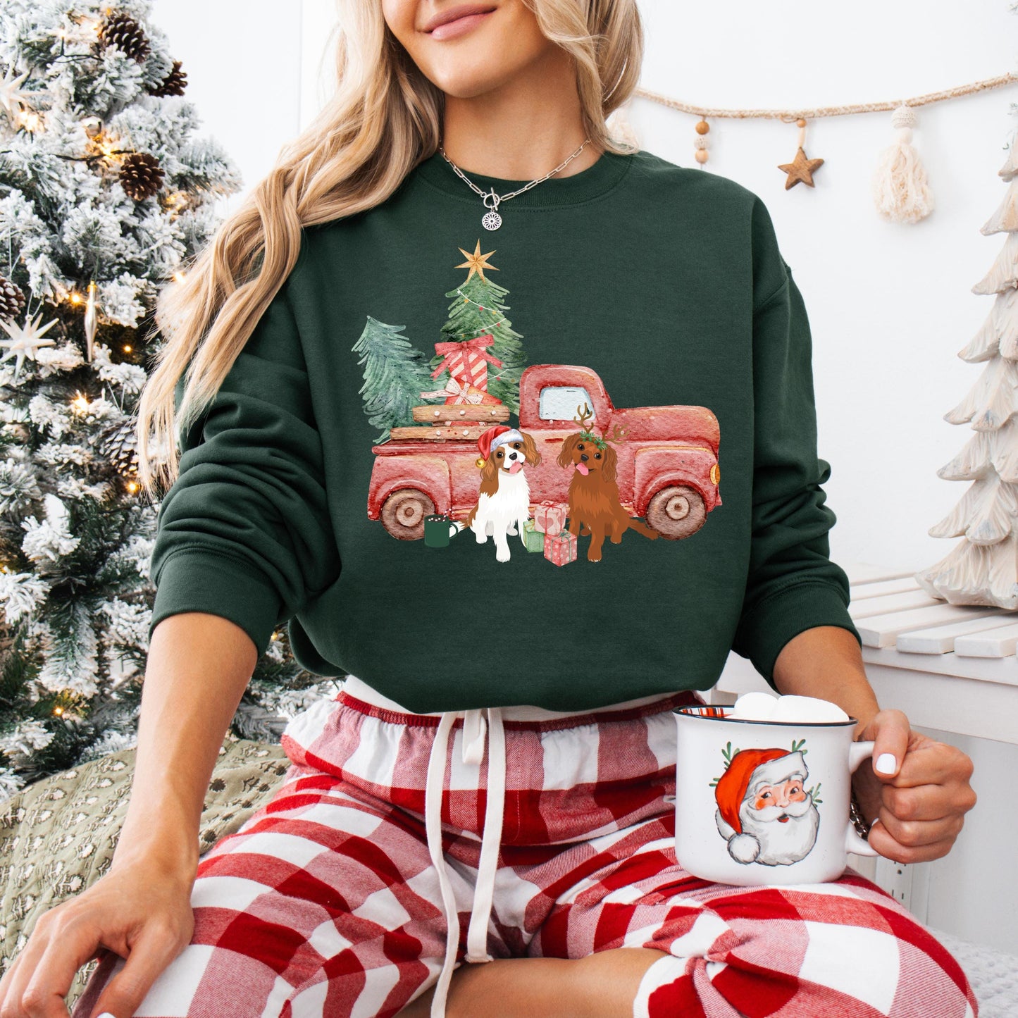 Christmas Truck King Charles Spaniel Sweatshirt - Unique Gifts For Dog Lovers | Love Dogs Gifts