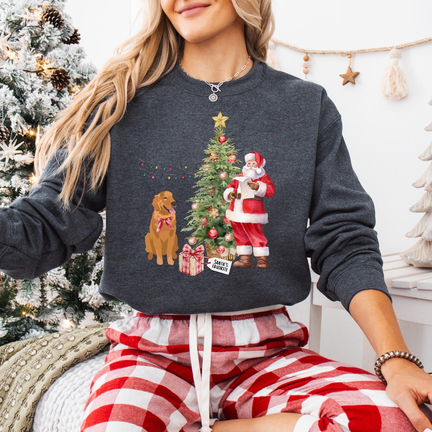 Santa's Favorite Golden Retriever Sweatshirt, Christmas golden gift, winter retriever shirt, anniversary gift, thanksgiving sweater