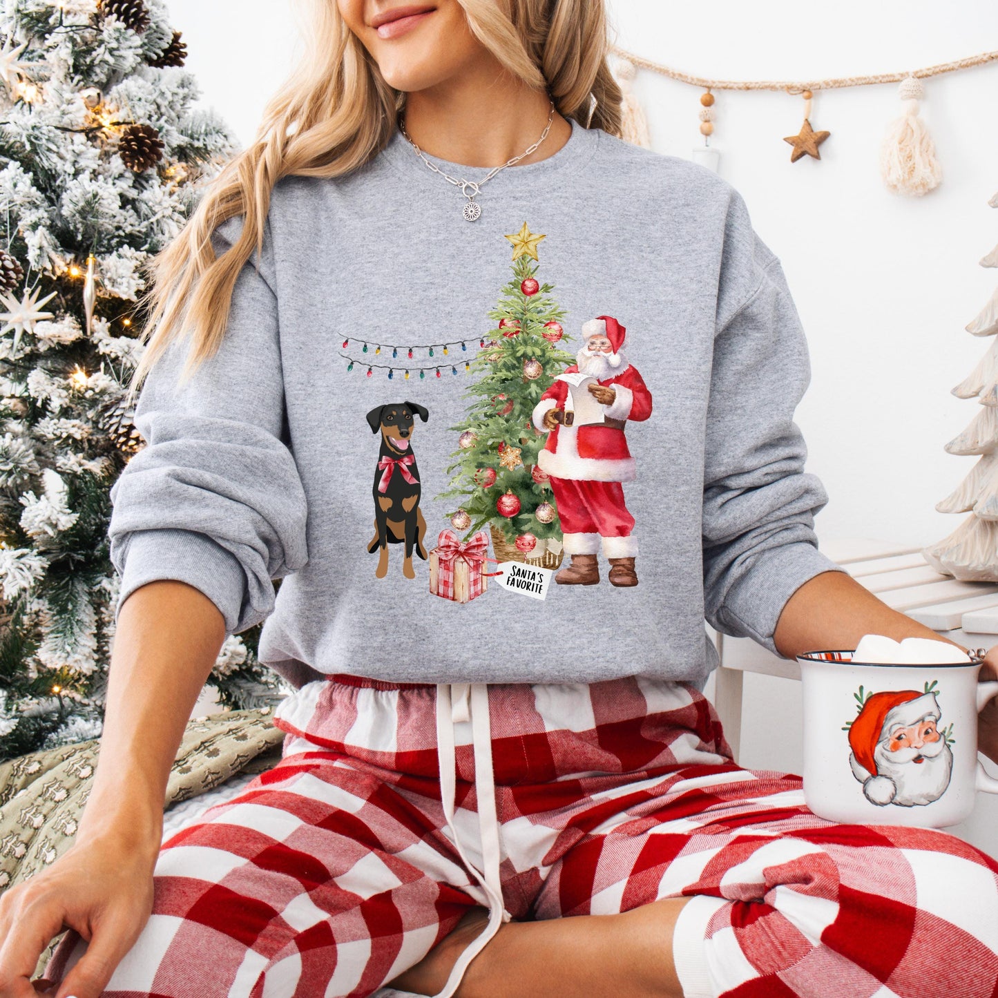 Christmas Santa's favorite Doberman sweatshirt