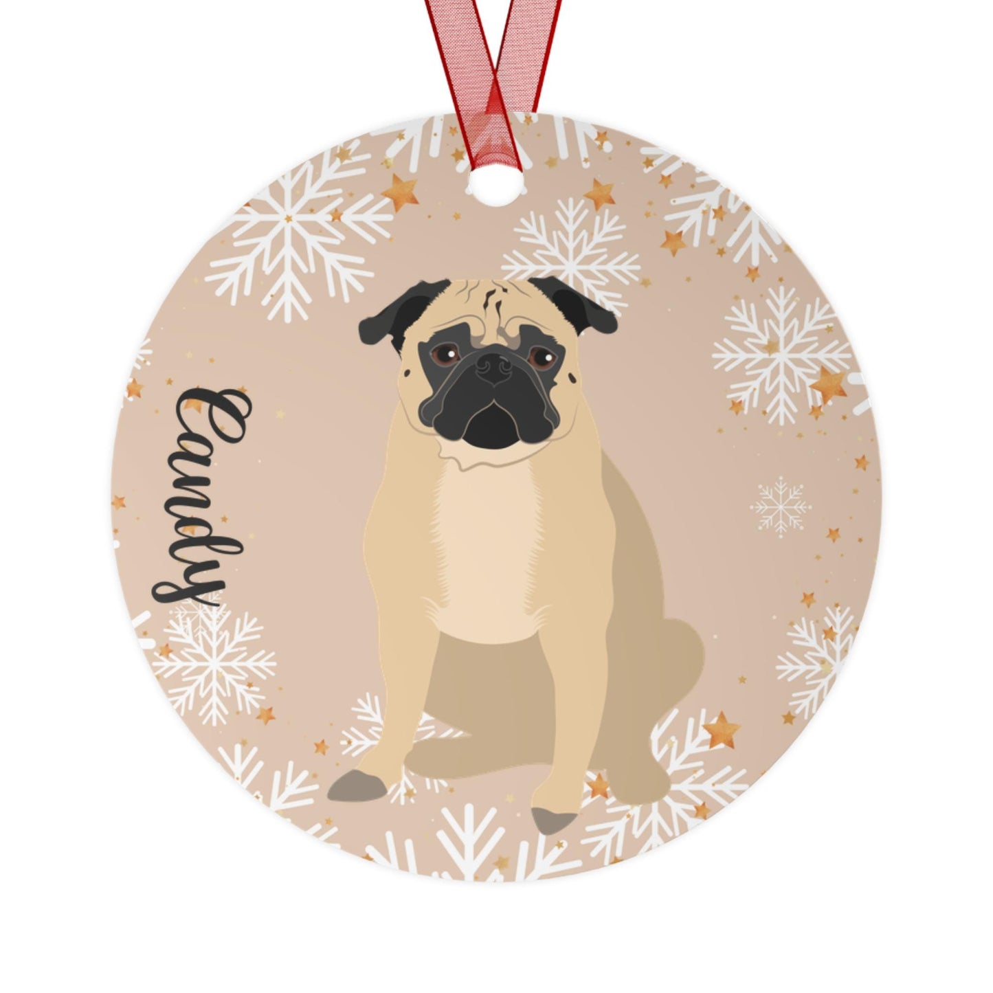 Christmas Pug Ornament, black pug gifts, metal ornament, pug holiday decor, dog first Christmas tree bauble, pug mom gift, new years gift