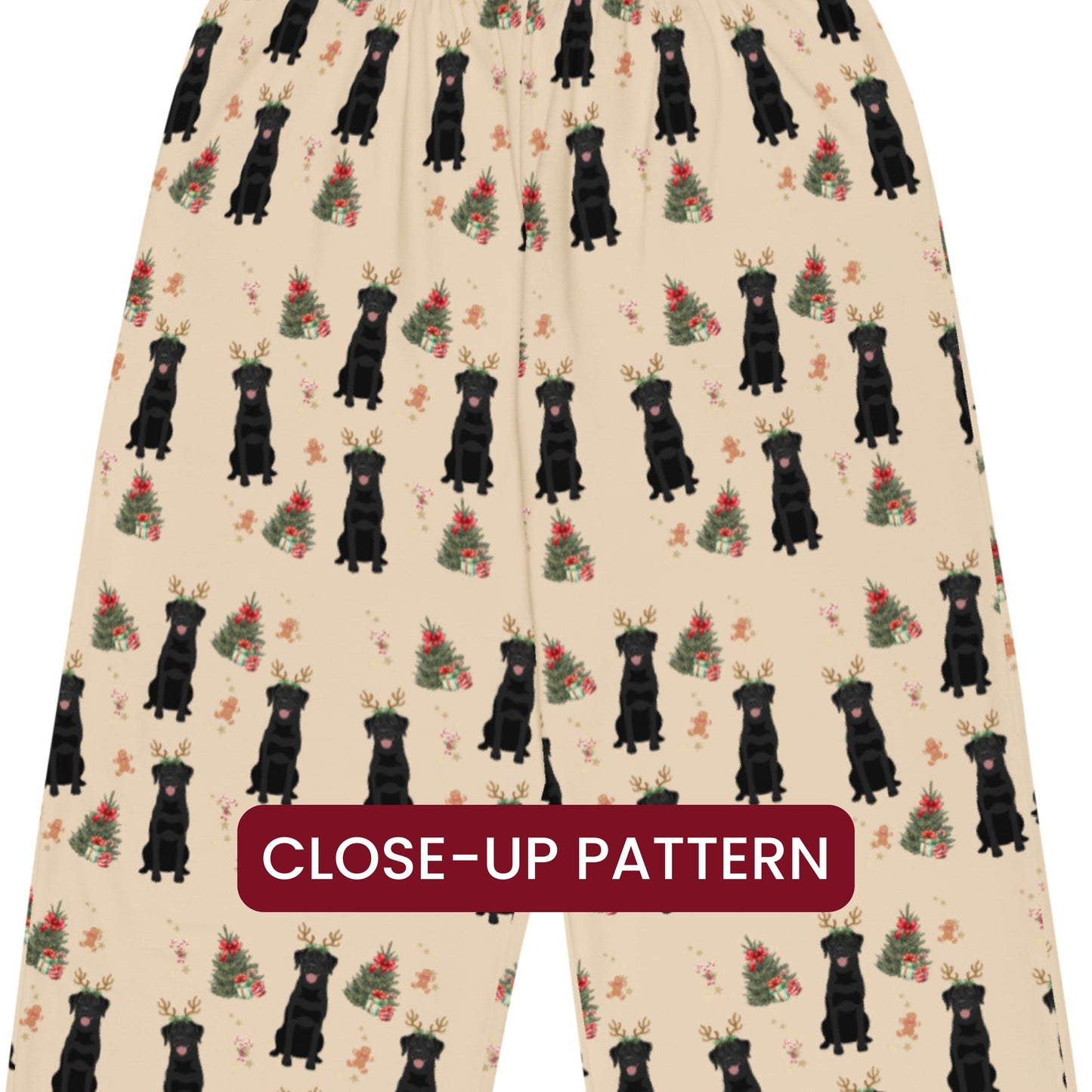 Christmas Labrador Pajama Pants, wide leg unisex black labrador pants, mom pjs, retriever gift, bachelorette party, sister birthday gift