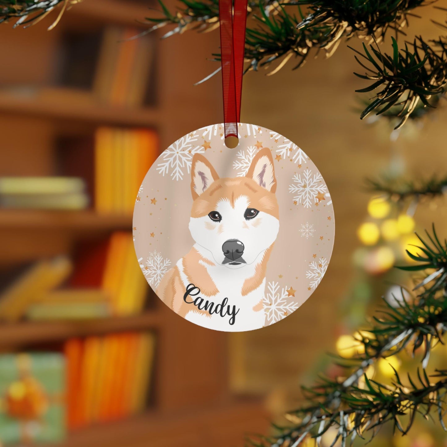 Christmas Shiba Inu Ornament, shiba inu gifts, metal ornament, akita inu holiday decor, dog first Christmas bauble, mom new years gift