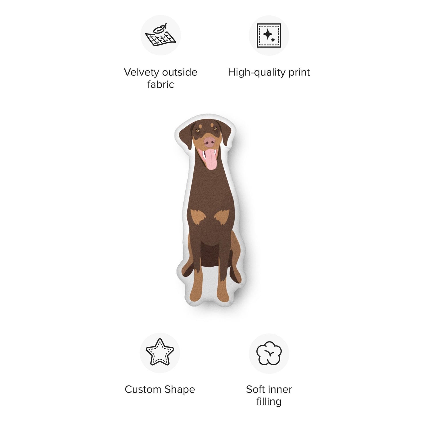 Custom Shape Doberman pillow Made In The USA, doberman gifts, new years wife birthday gift, Christmas doberman puppy, dobbie mom gift