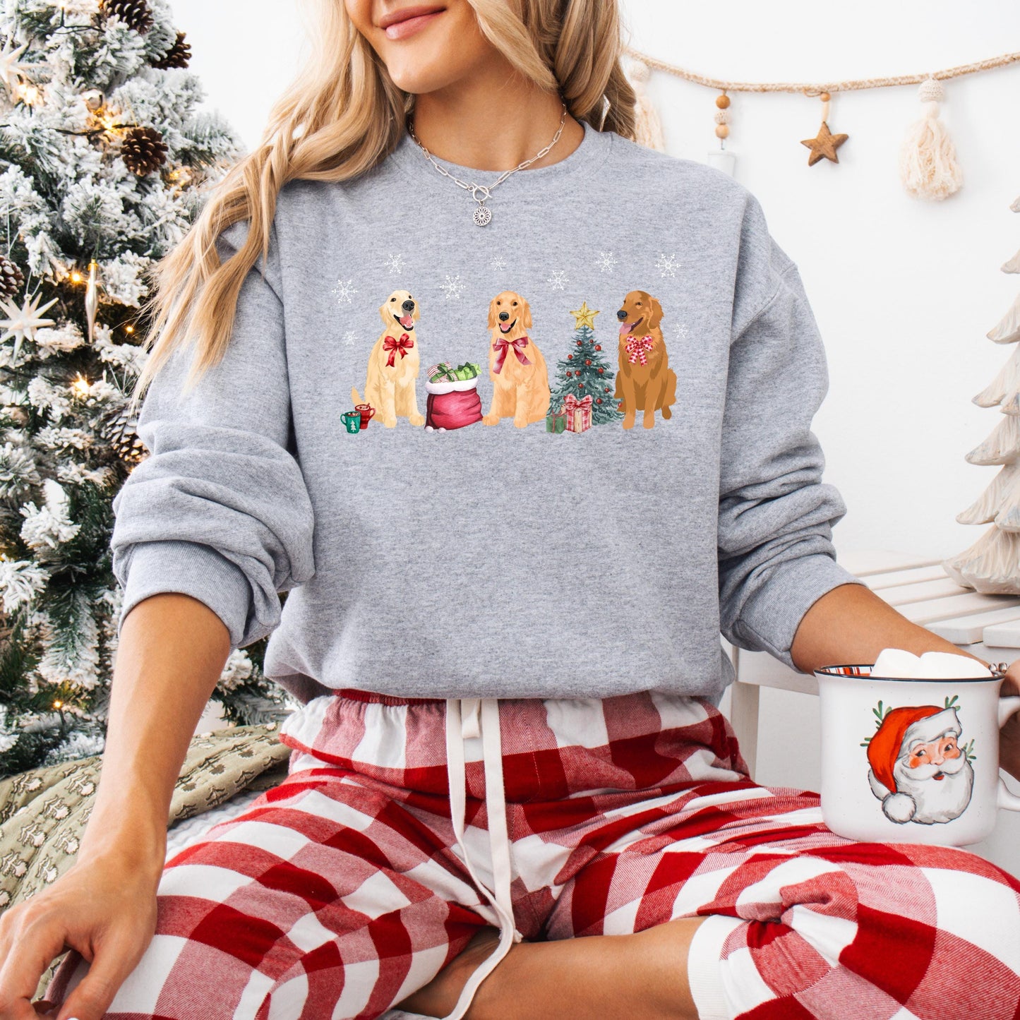 Christmas Golden Retriever Sweatshirt, xmas retriever gift, winter retriever shirt, wife anniversary gift, dog mom tee, thanksgiving sweater