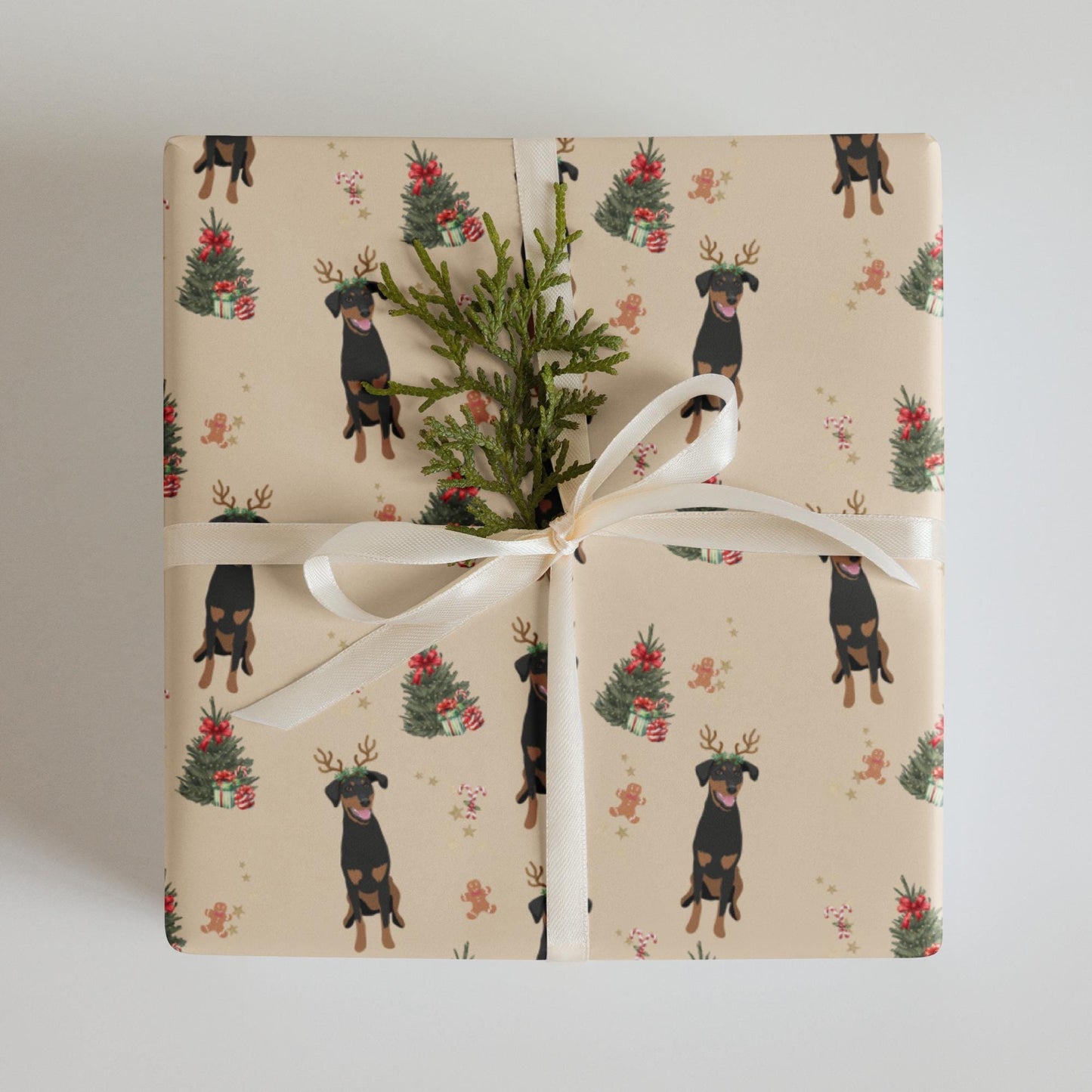 Christmas Doberman Wrapping Paper Sheets, doberman gift, doberman dog owner gift, stocking stuffer, dobbie xmas festive gift