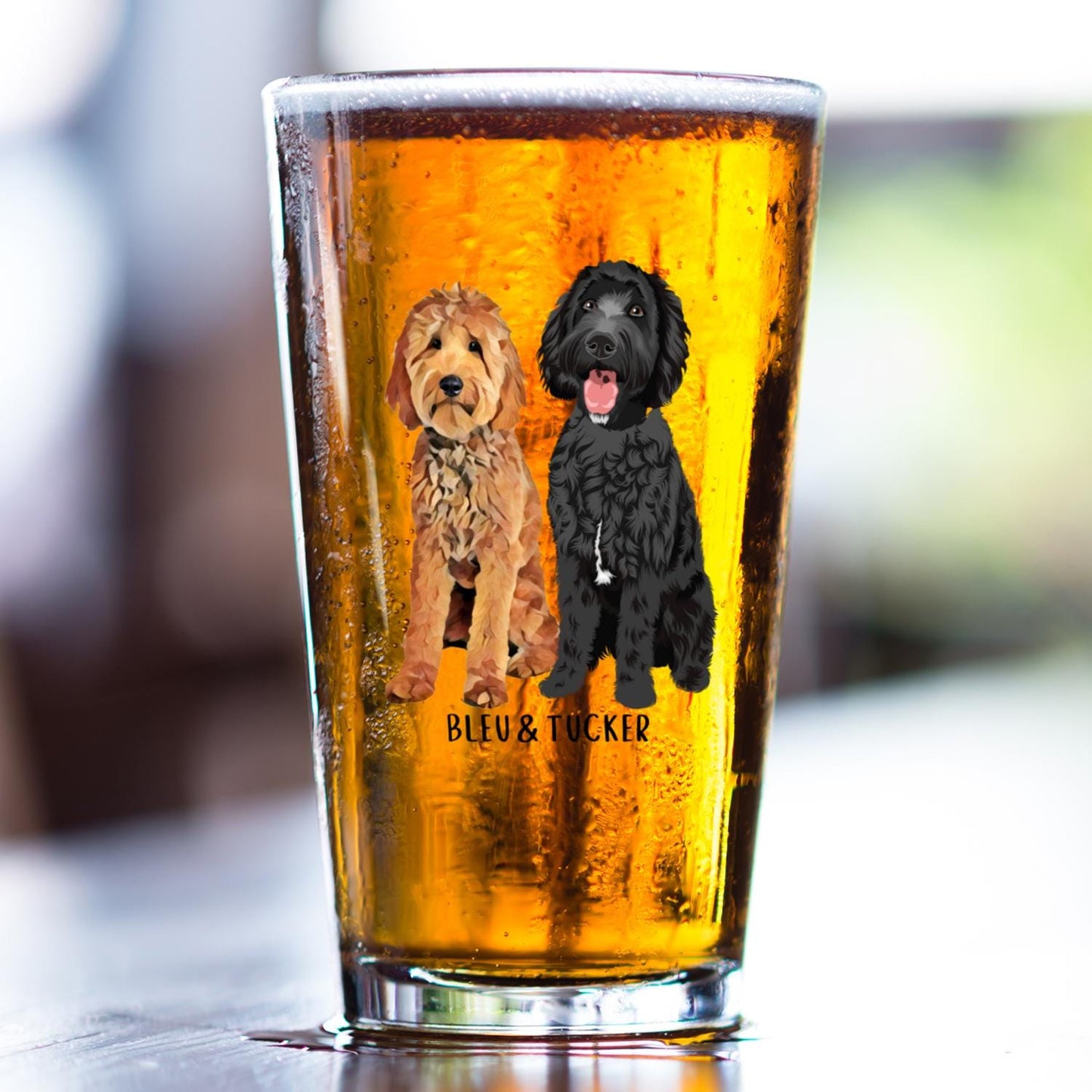 Personalized Golden Doodle Beer Glass, 16oz Pint Glass, goldendoodle dad gift, dog dad gifts, bachelor gift, anniversary gift, pet loss gift