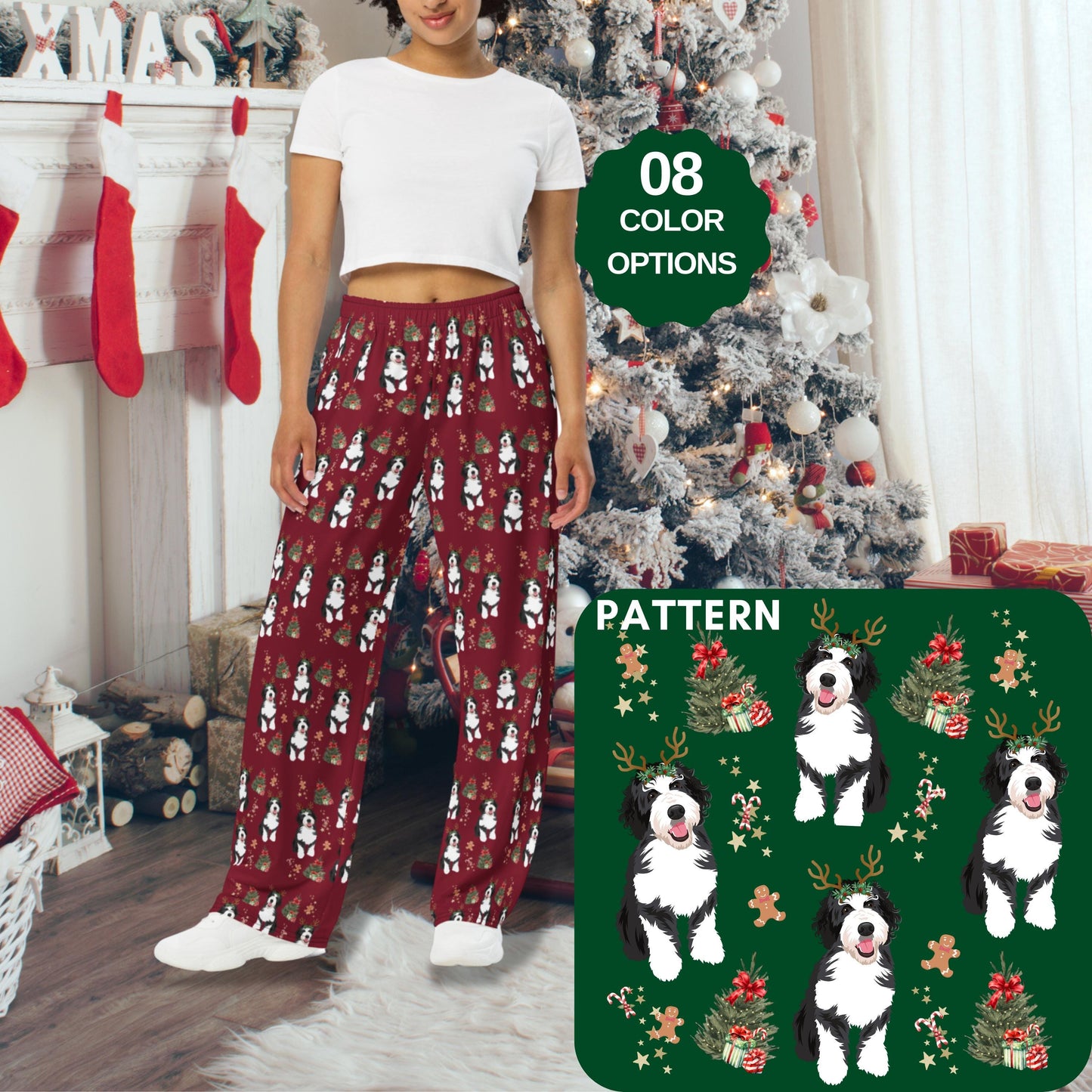 Christmas Bernedoodle pajama pants