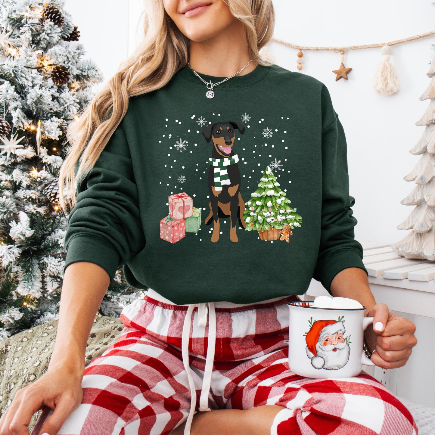Doberman Christmas Sweater, red doberman sweatshirt, black doberman gift, dobbie dog owner shirt, Christmas dog sweater, ugly xmas sweater